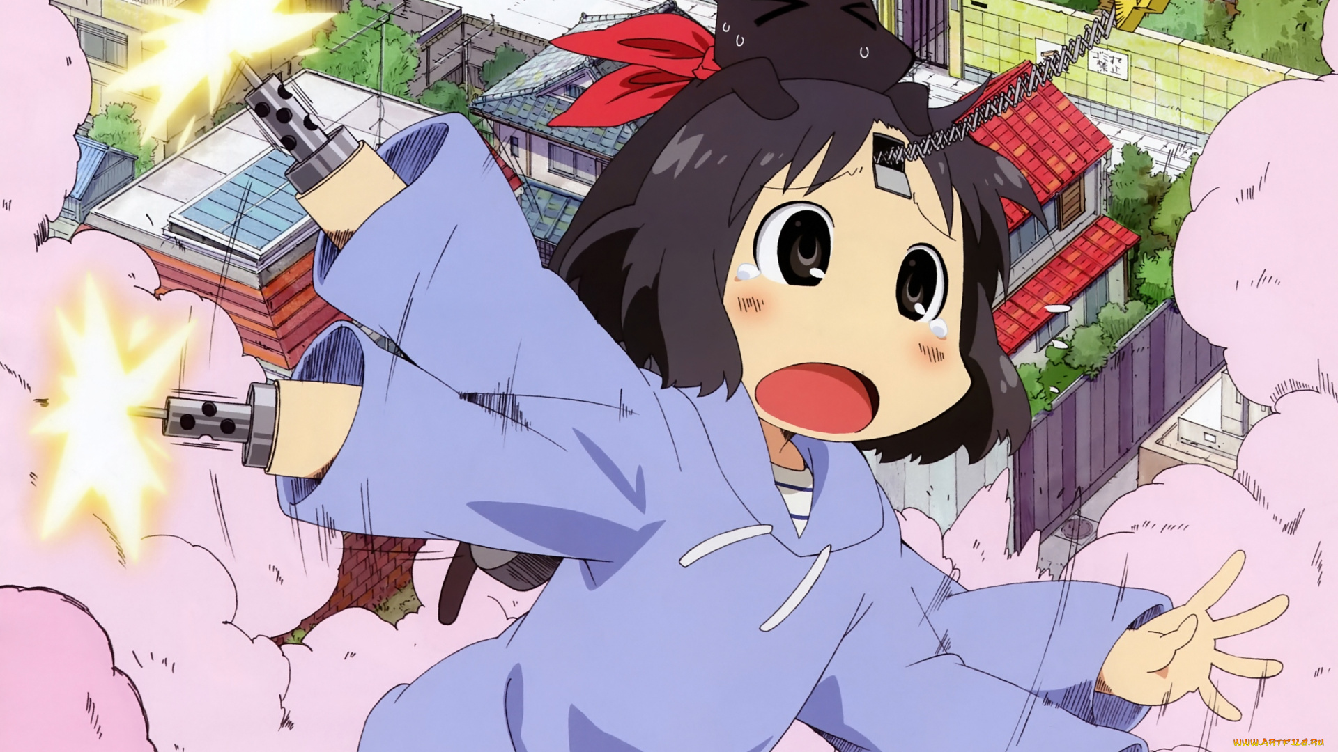 аниме, monster, musume, no, iru, nichijou, девушка, взгляд, фон