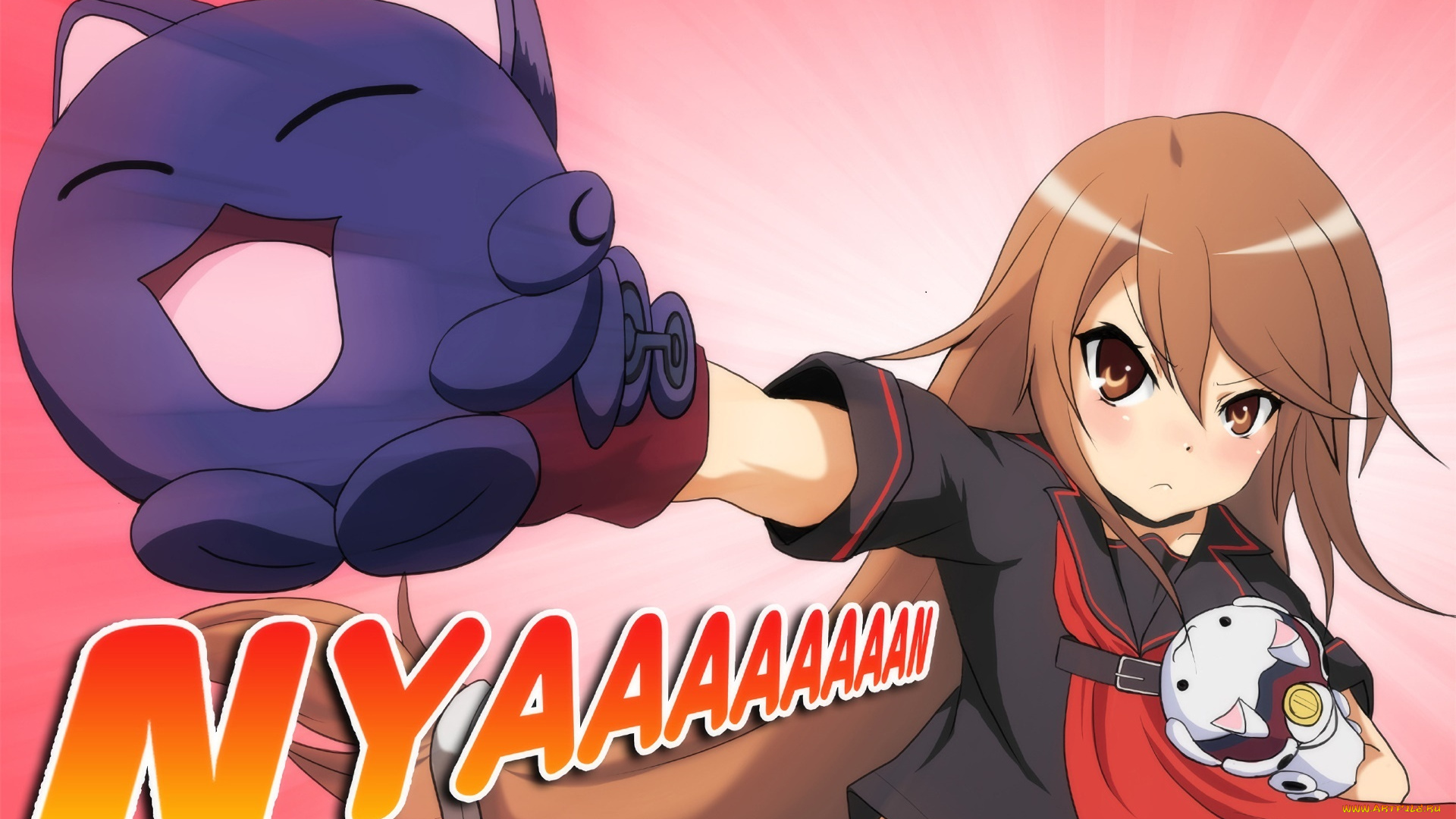 аниме, ookami-san, to, shichinin, no, nakama-tachi, девушка, взгляд, фон