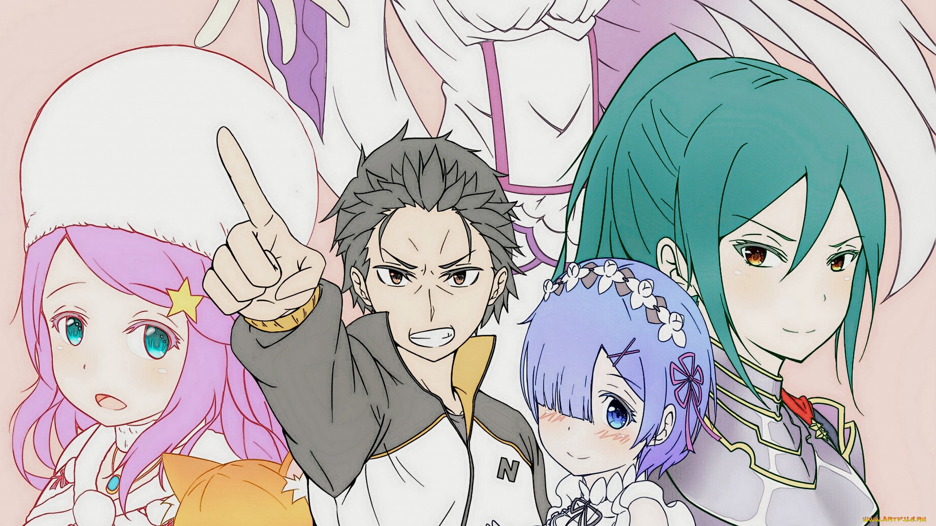 аниме, re, , zero, kara, hajimeru, isekai, seikatsu, девочки, субару