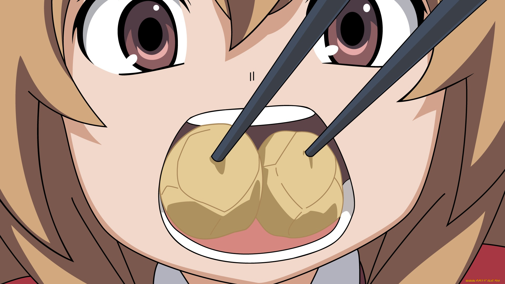 аниме, toradora, девушка, взгляд, фон