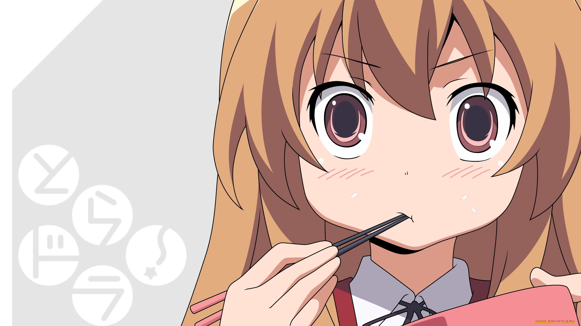 аниме, toradora, девушка, взгляд, фон
