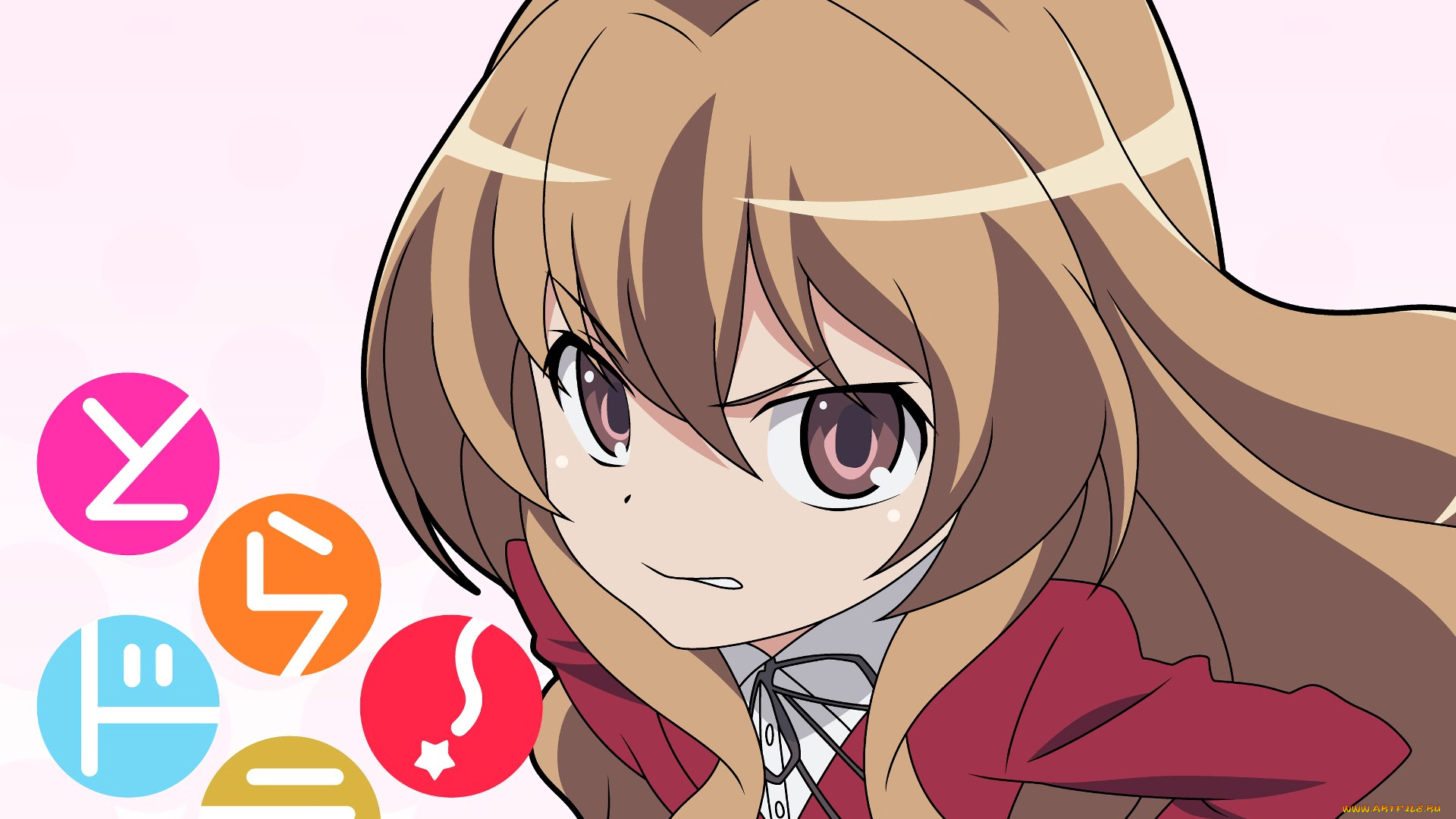 аниме, toradora, девушка, взгляд, фон