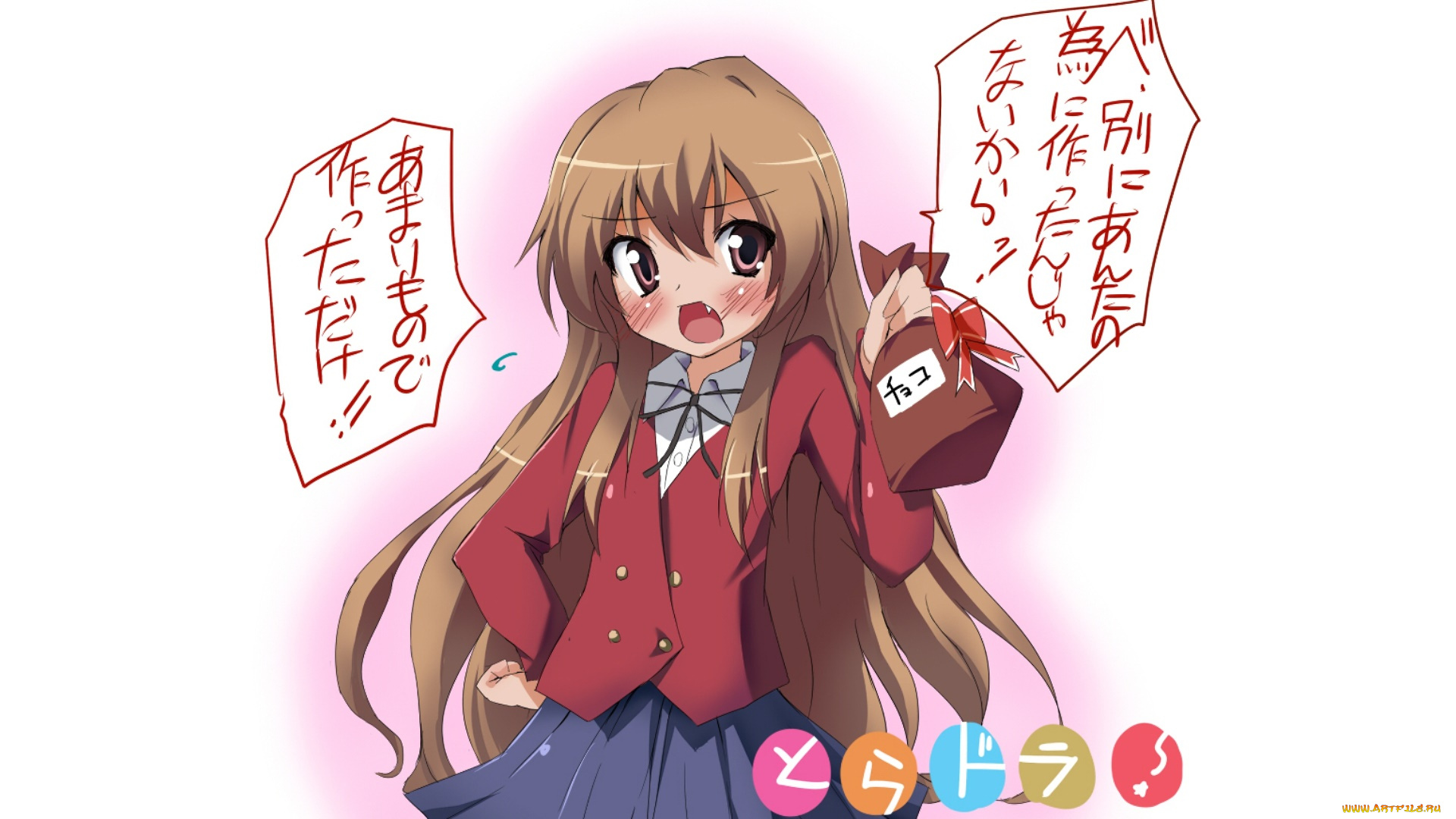аниме, toradora, девушка, взгляд, фон