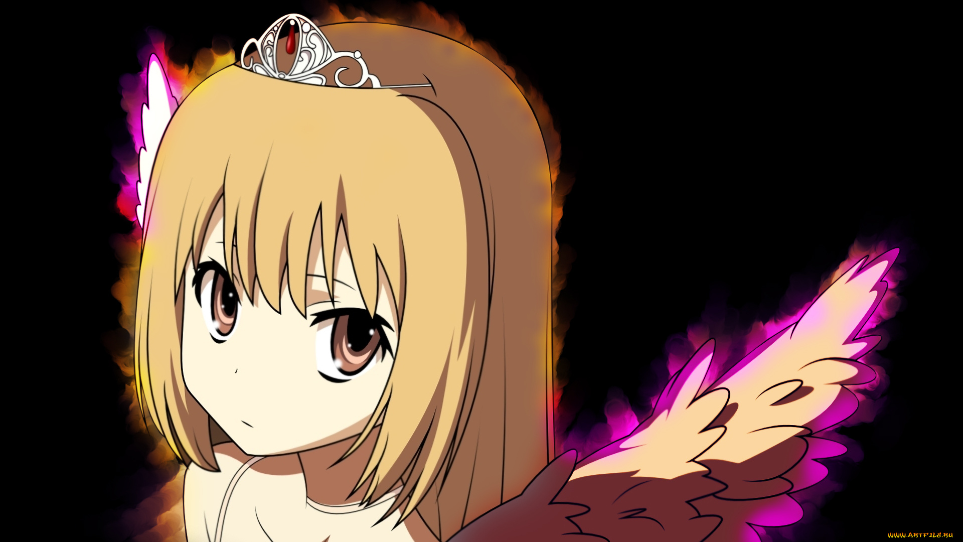 аниме, toradora, девушка, взгляд, фон, ангел