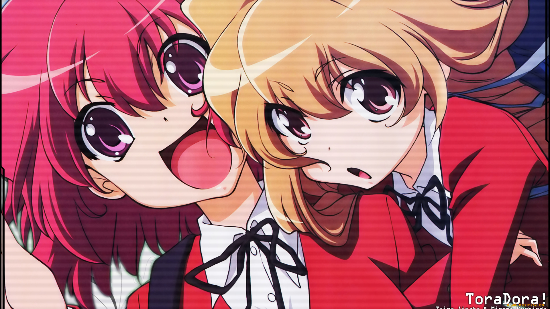 аниме, toradora, девушки, фон, взгляд