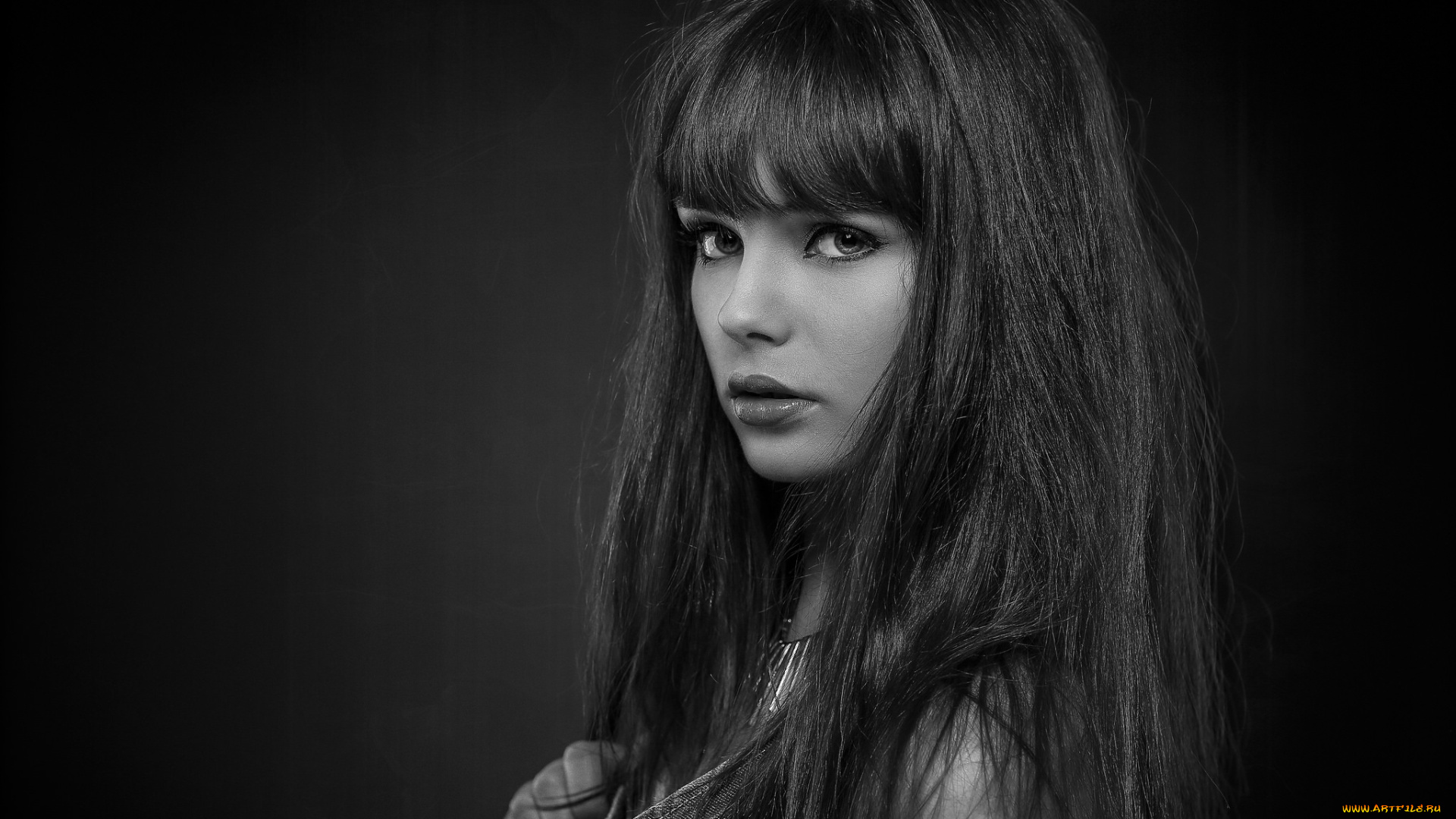 девушки, -unsort, , Черно-белые, обои, взгляд, лицо