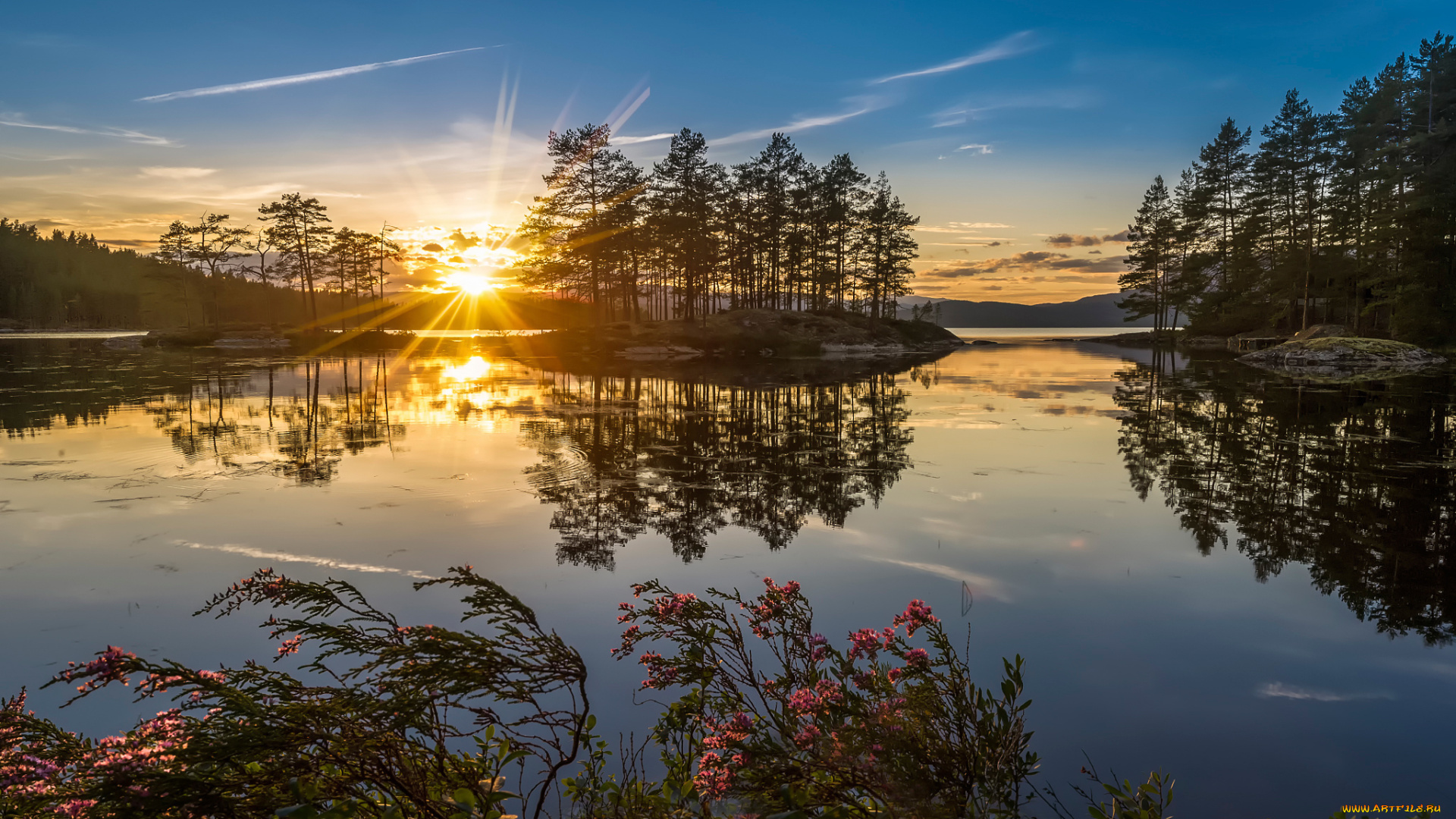 природа, восходы, закаты, озеро, закат, норвегия