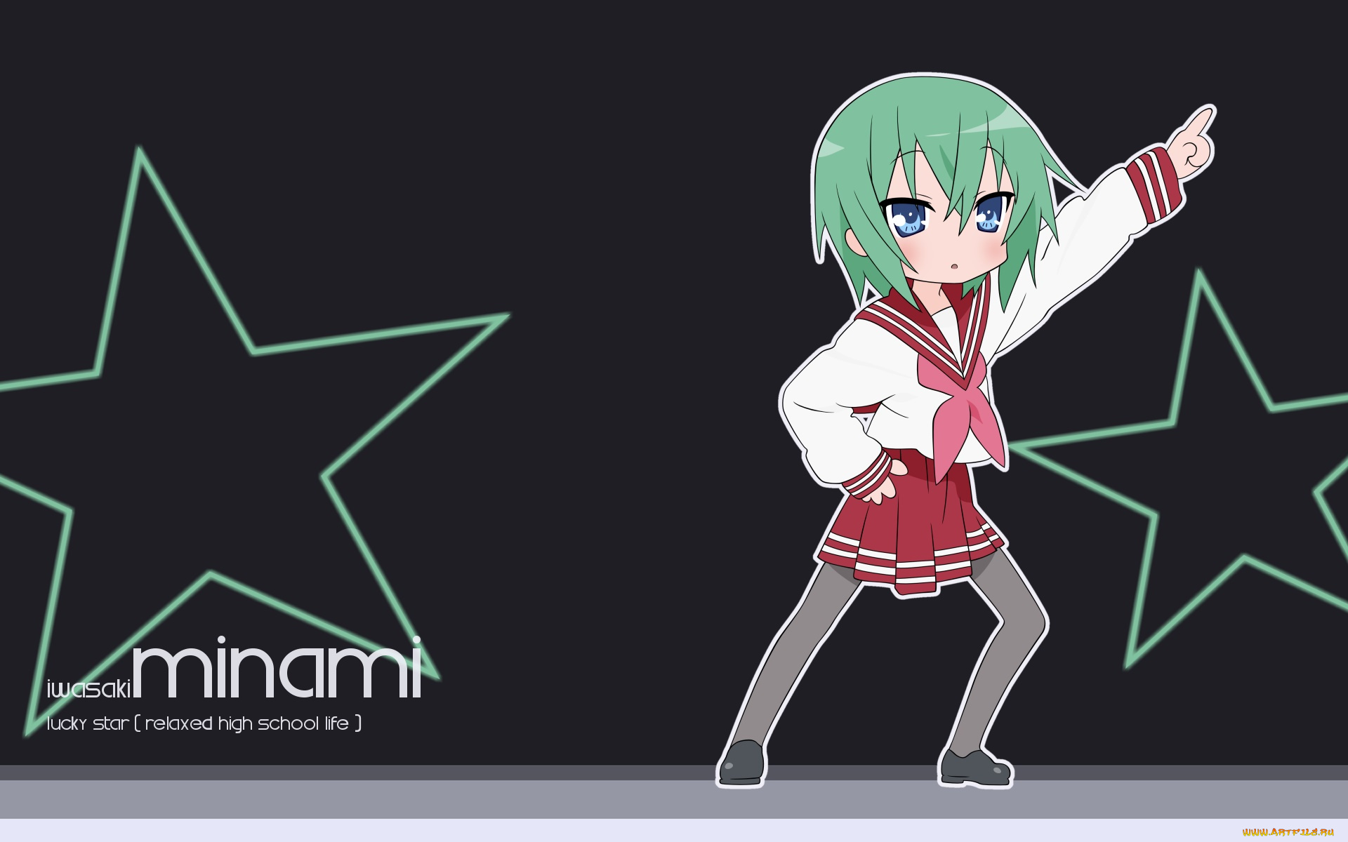 аниме, lucky, star, фон, взгляд, девушка