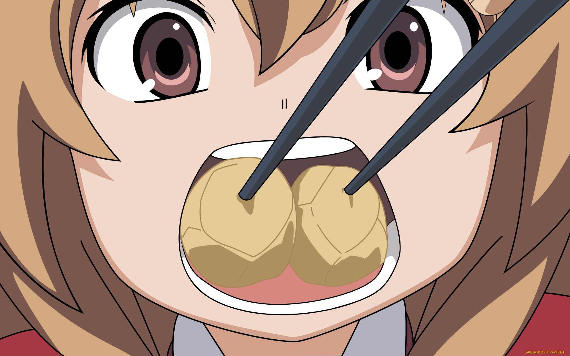 аниме, toradora, девушка, взгляд, фон