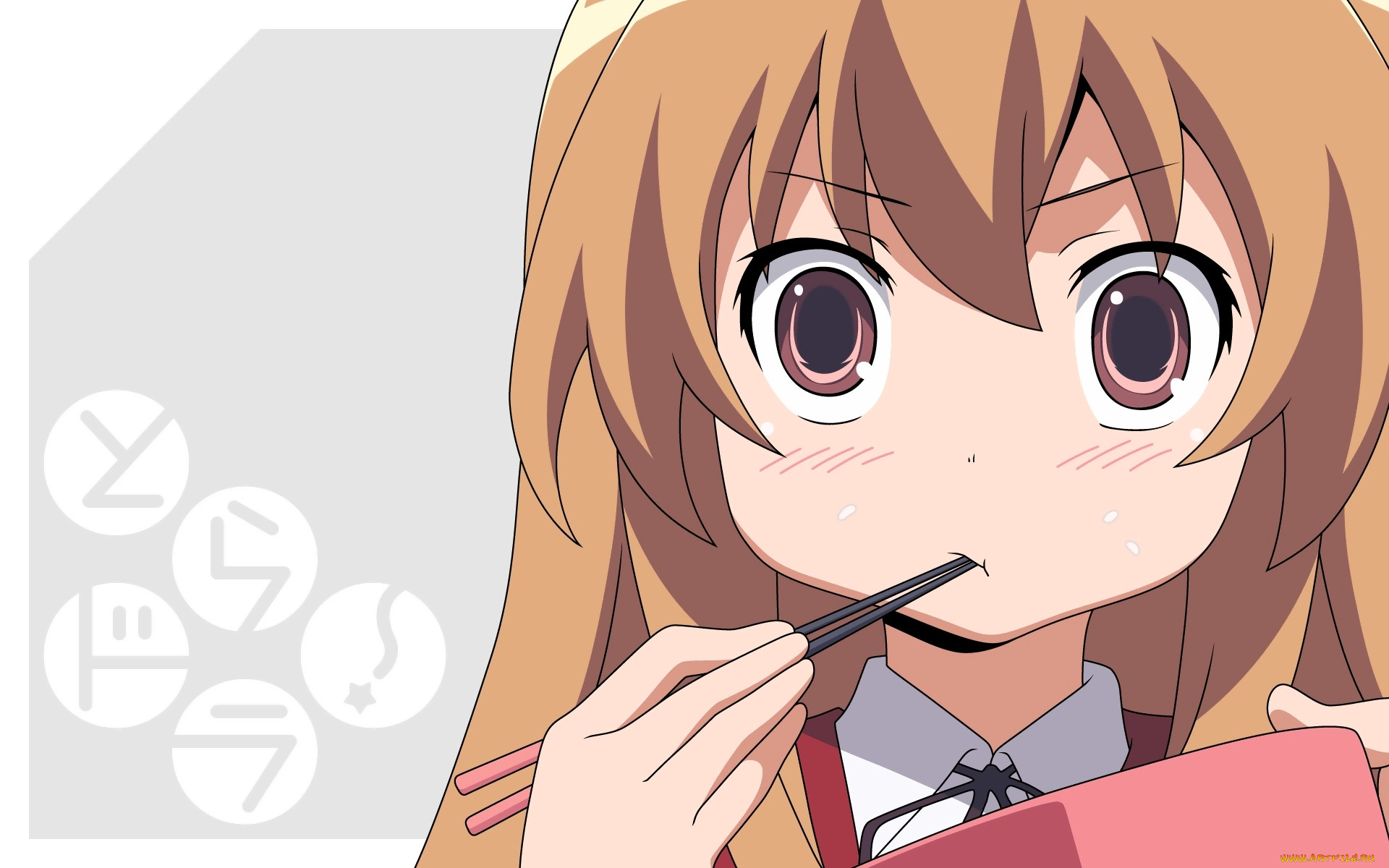 аниме, toradora, девушка, взгляд, фон