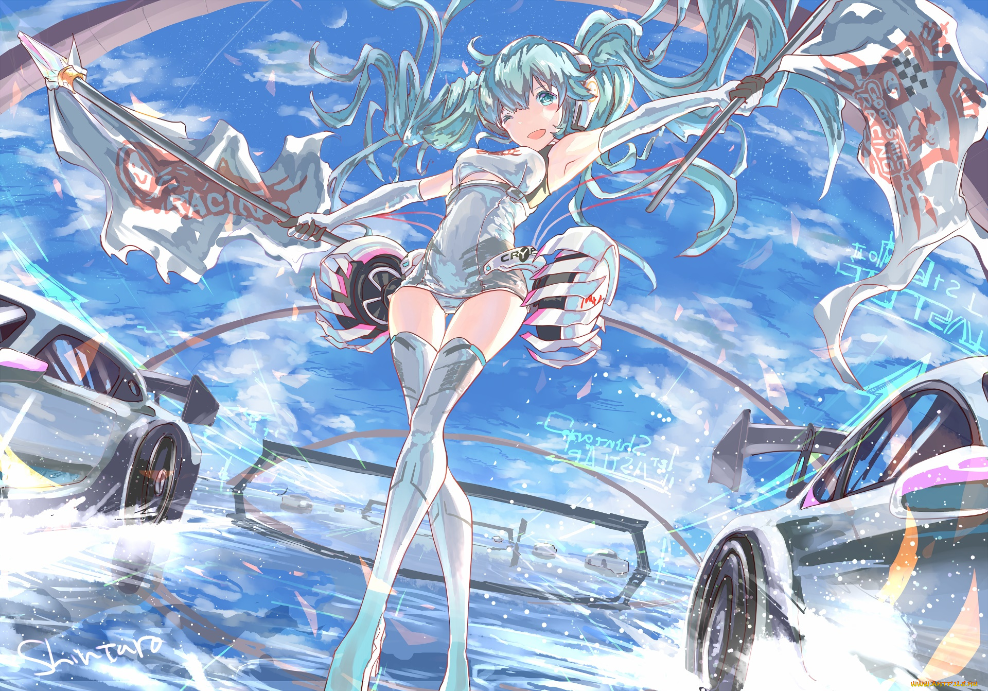 аниме, vocaloid, девушка, взгляд, фон