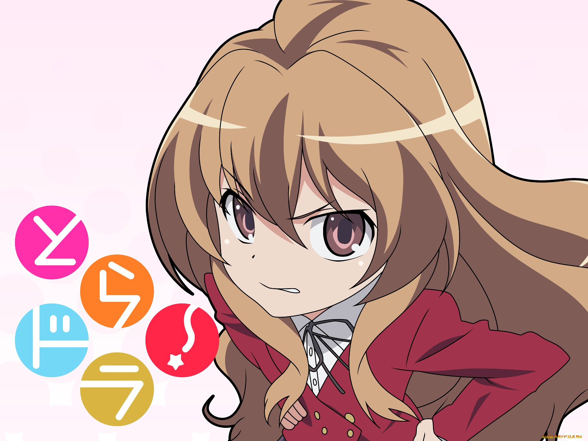 аниме, toradora, девушка, взгляд, фон