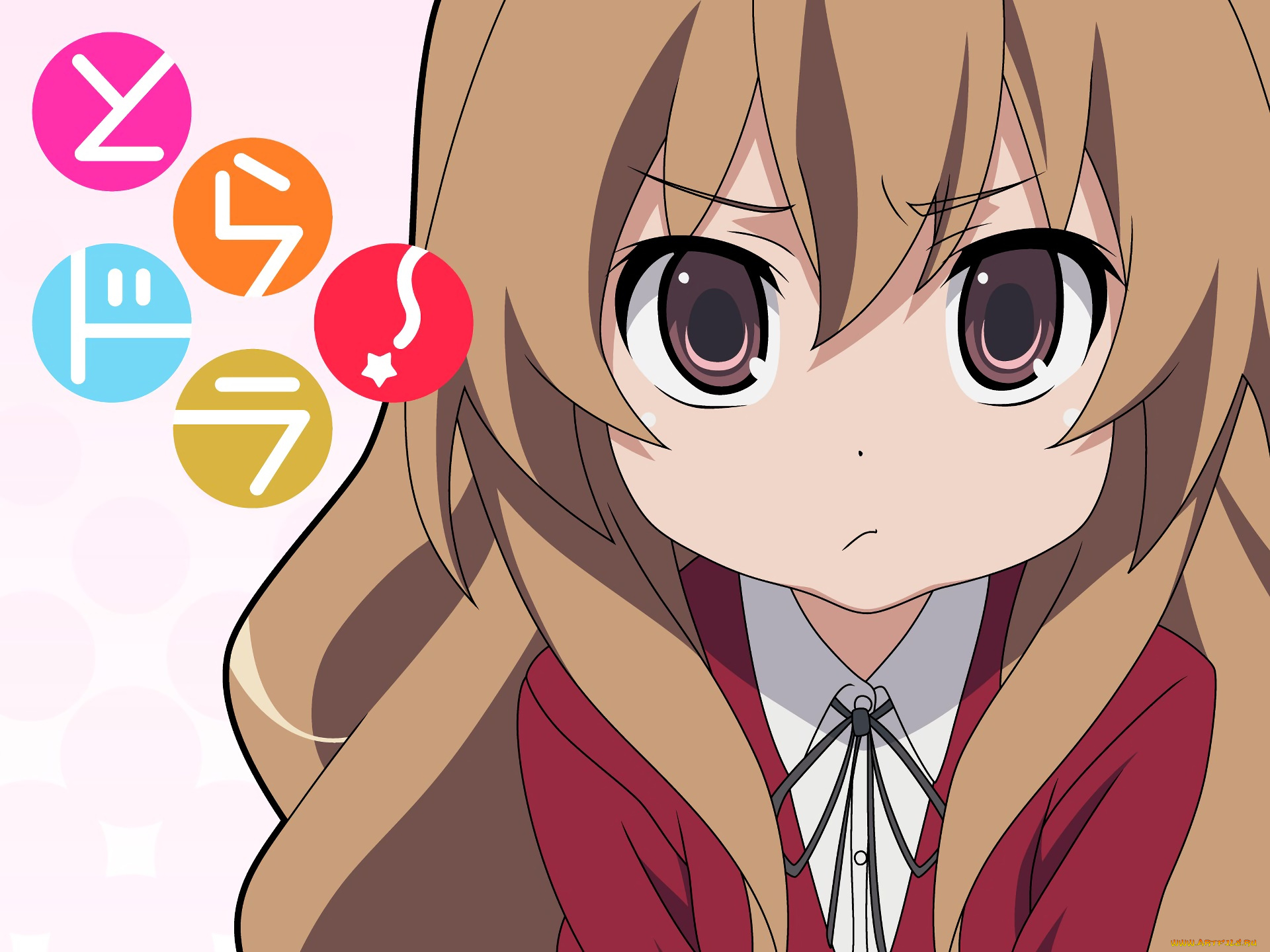аниме, toradora, девушка, взгляд, фон