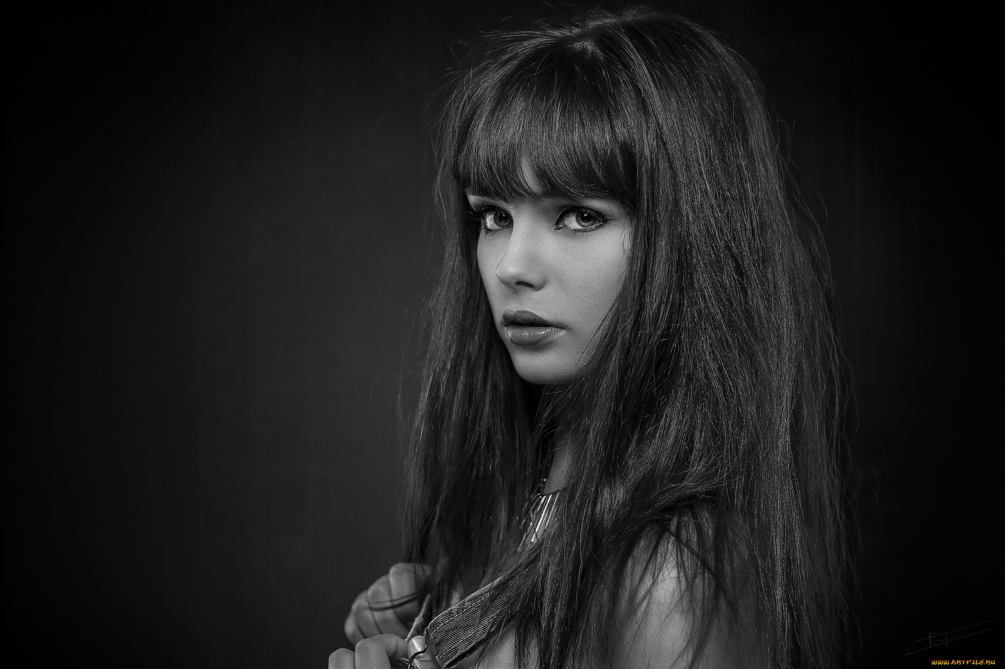 девушки, -unsort, , Черно-белые, обои, взгляд, лицо