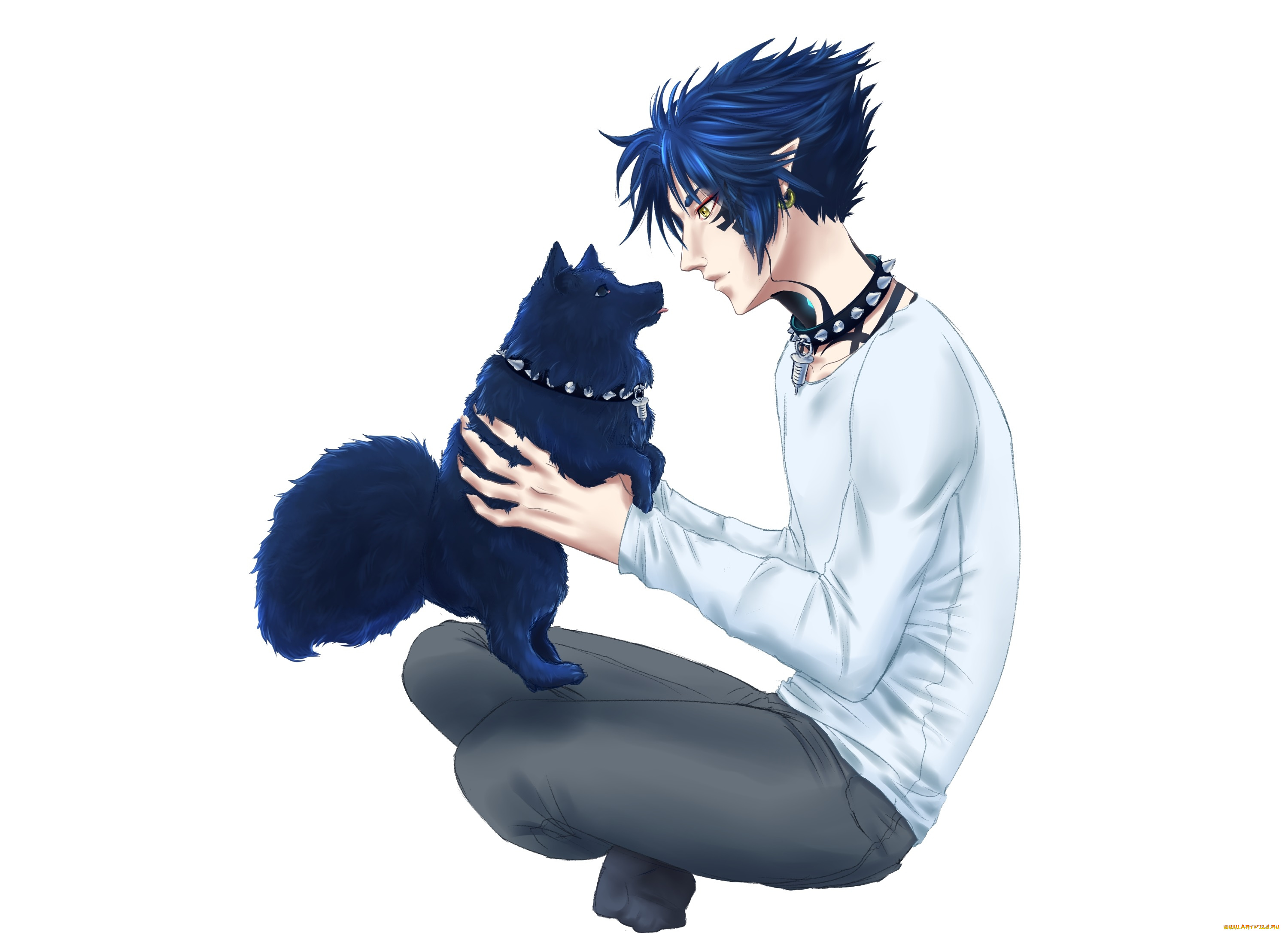 аниме, dramatical, murder, парень, собака