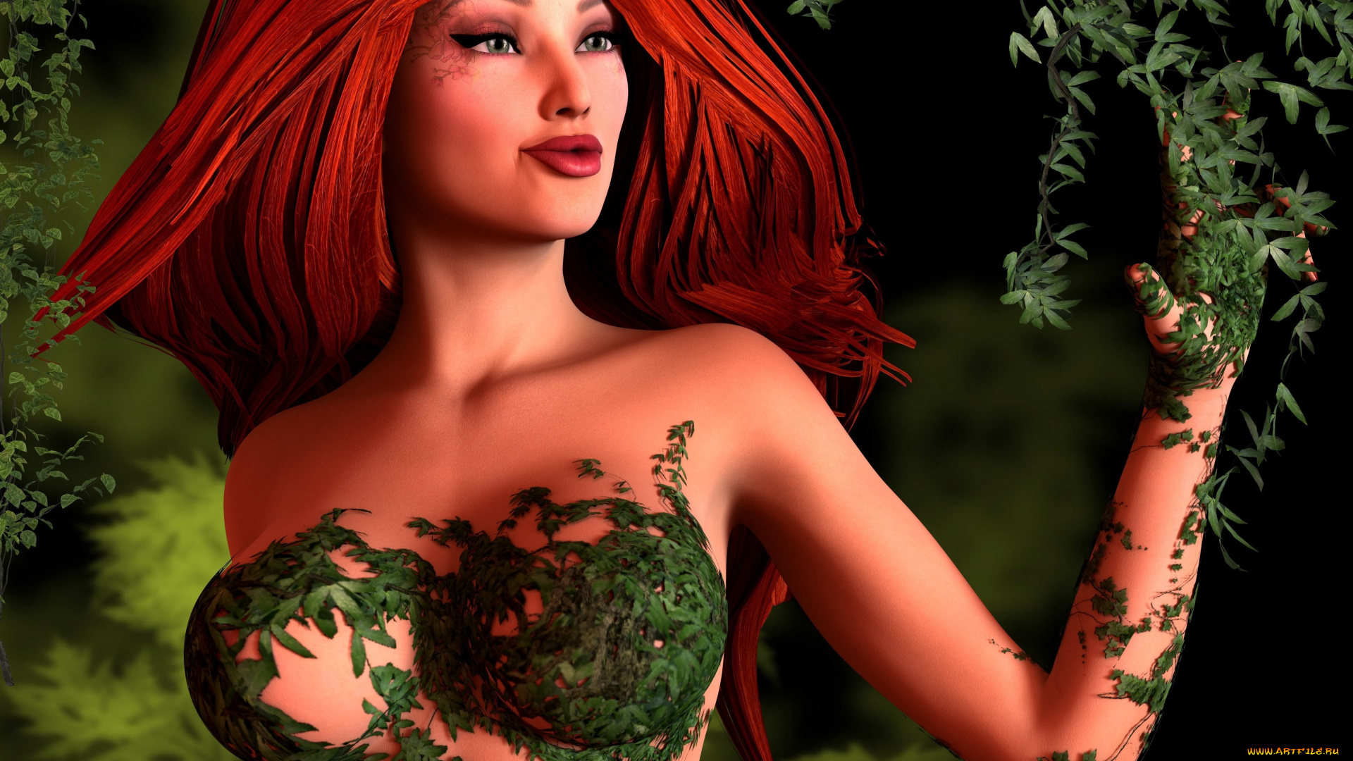 3д, графика, фантазия, , fantasy, фон, девушка, взгляд