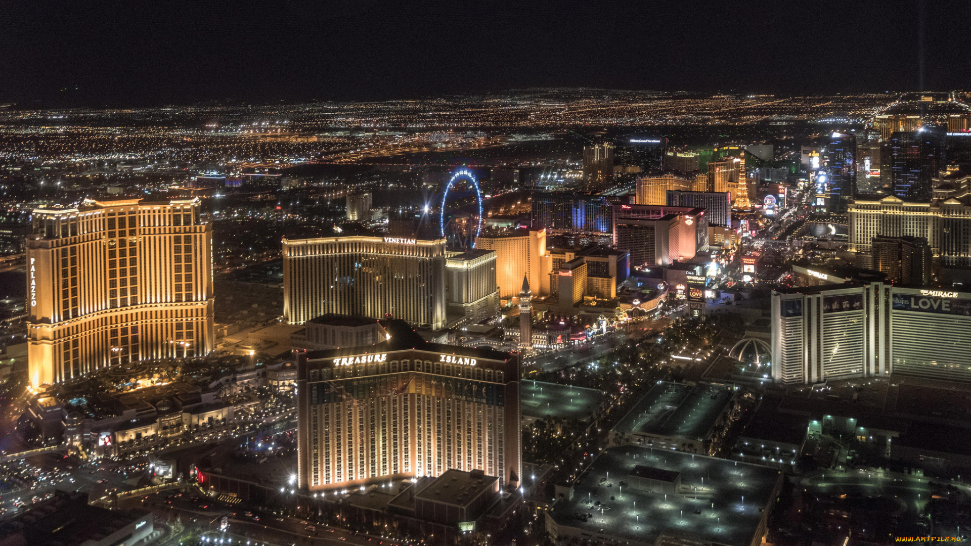 города, лас-вегас, , сша, las, vegas, огни, ночного, дома, город, пейзаж