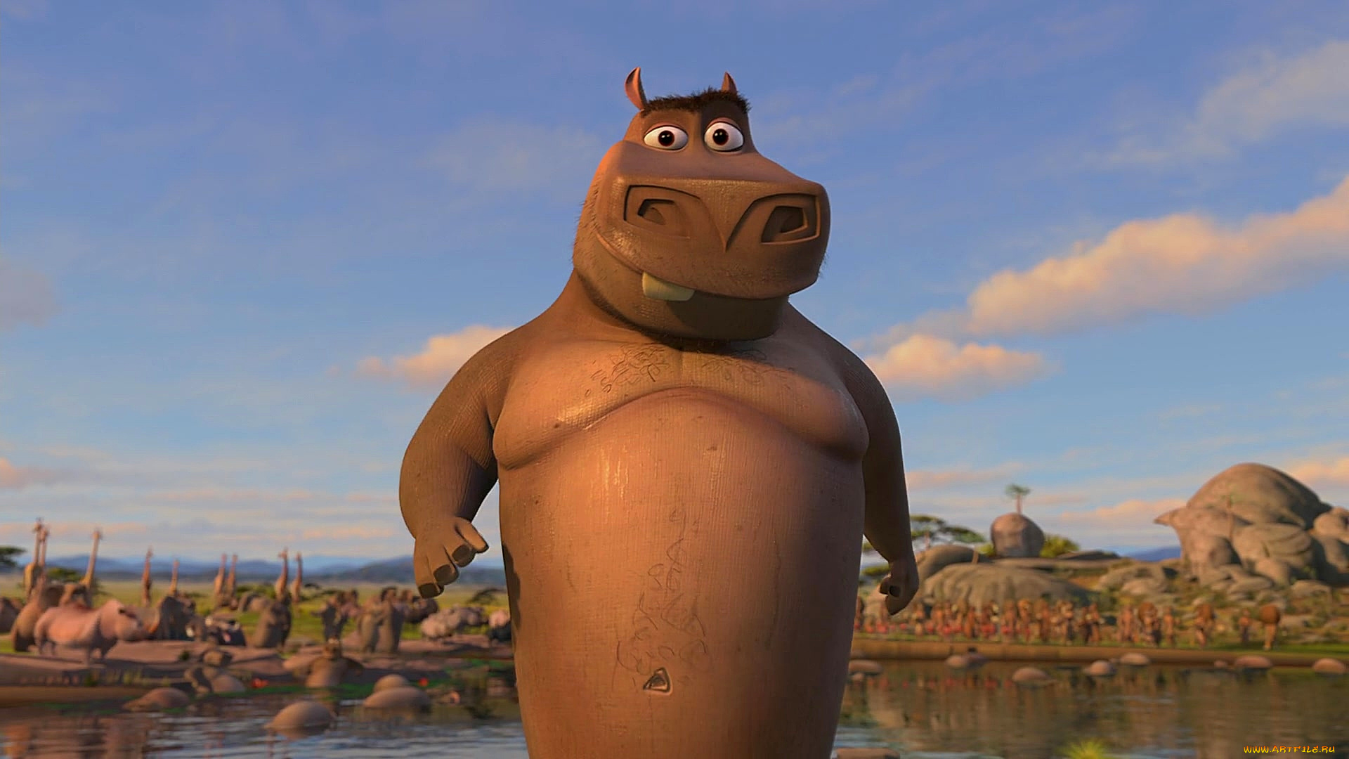 мультфильмы, madagascar, , escape, 2, africa, бегемот, водоем