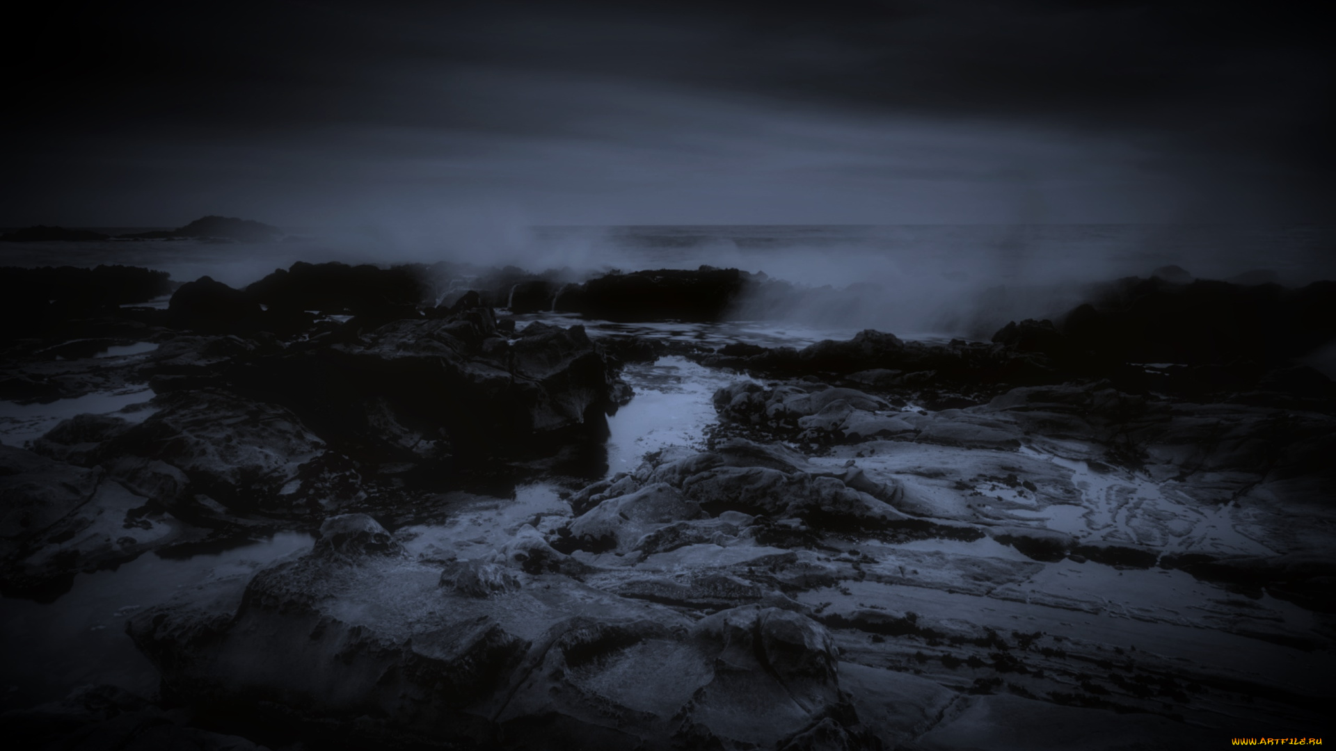 природа, побережье, море, камни