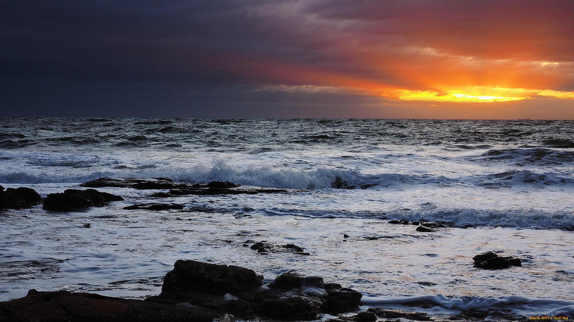 природа, побережье, морнингтон, виктория, австралия, закат, солнца, горные, породы