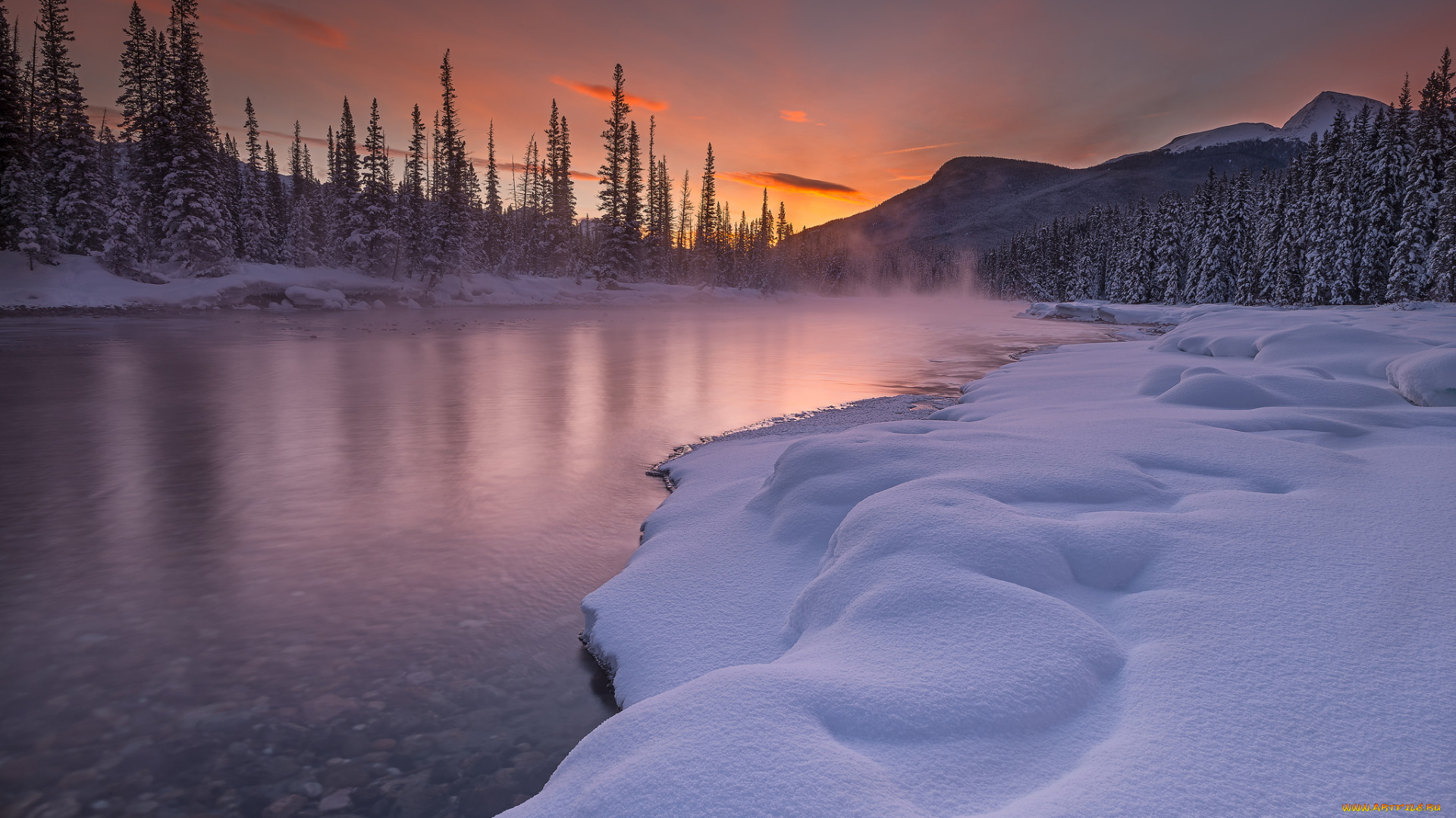 природа, зима, снег, простор