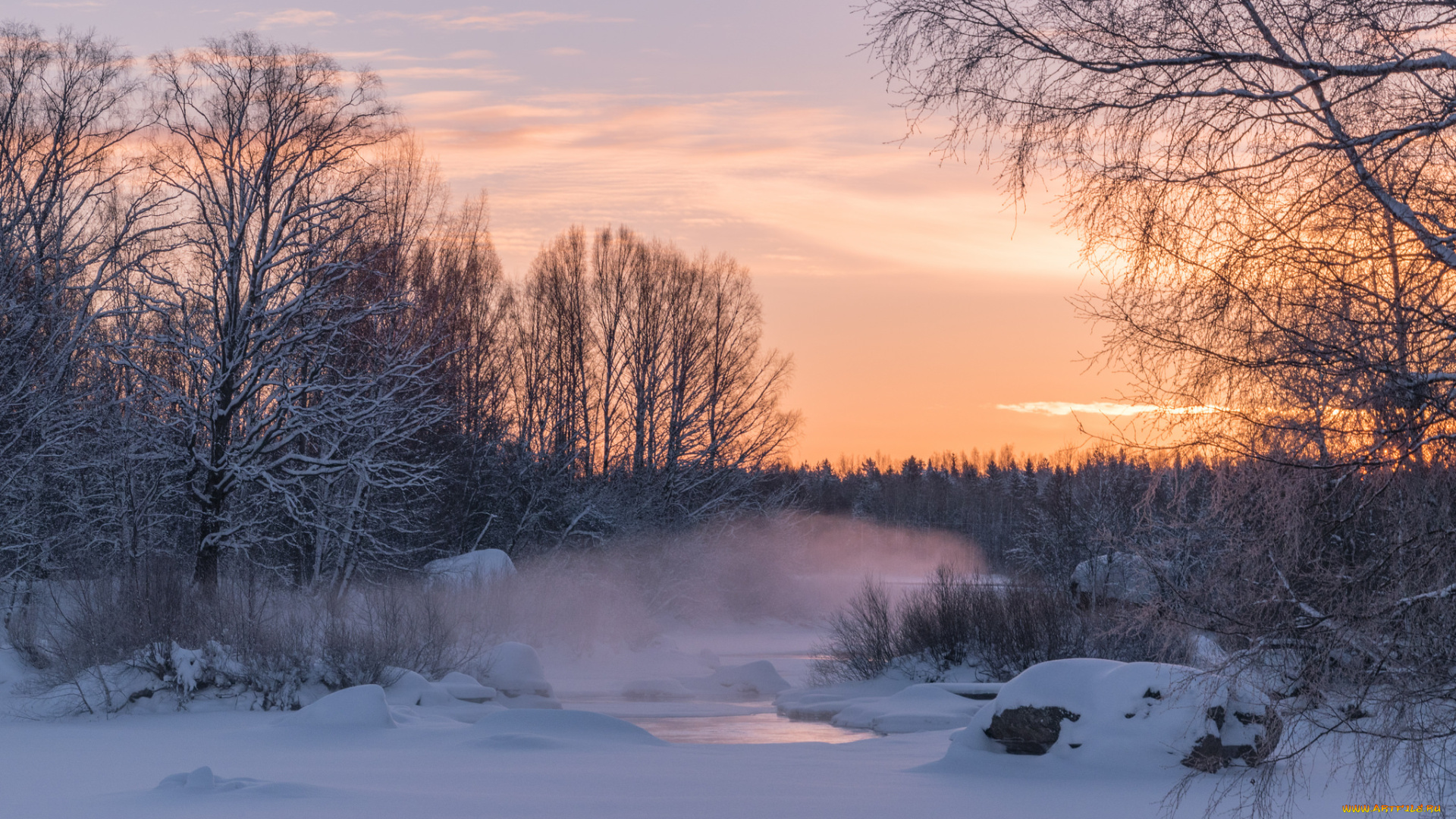 природа, зима, снег, простор