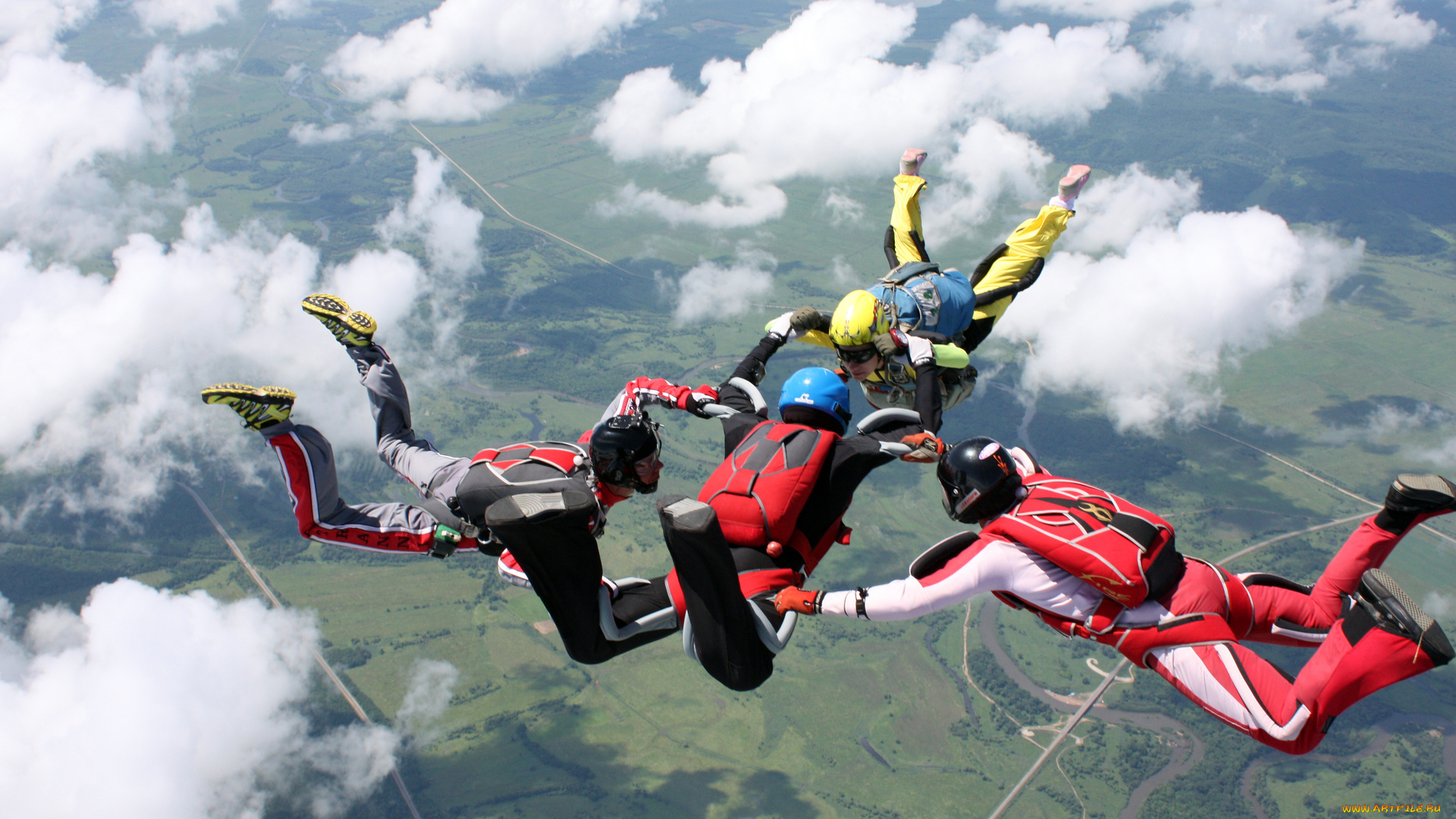 спорт, экстрим, облака, люди, полет, шлем