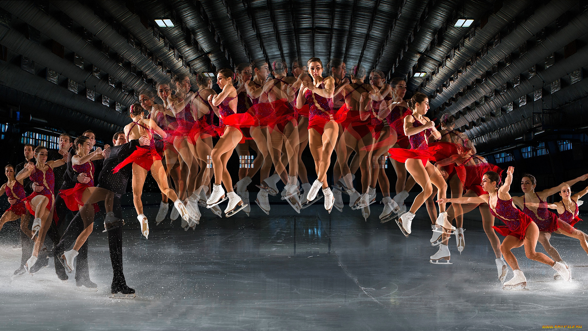 спорт, фигурное, катание, девушка, мужчина, прыжок