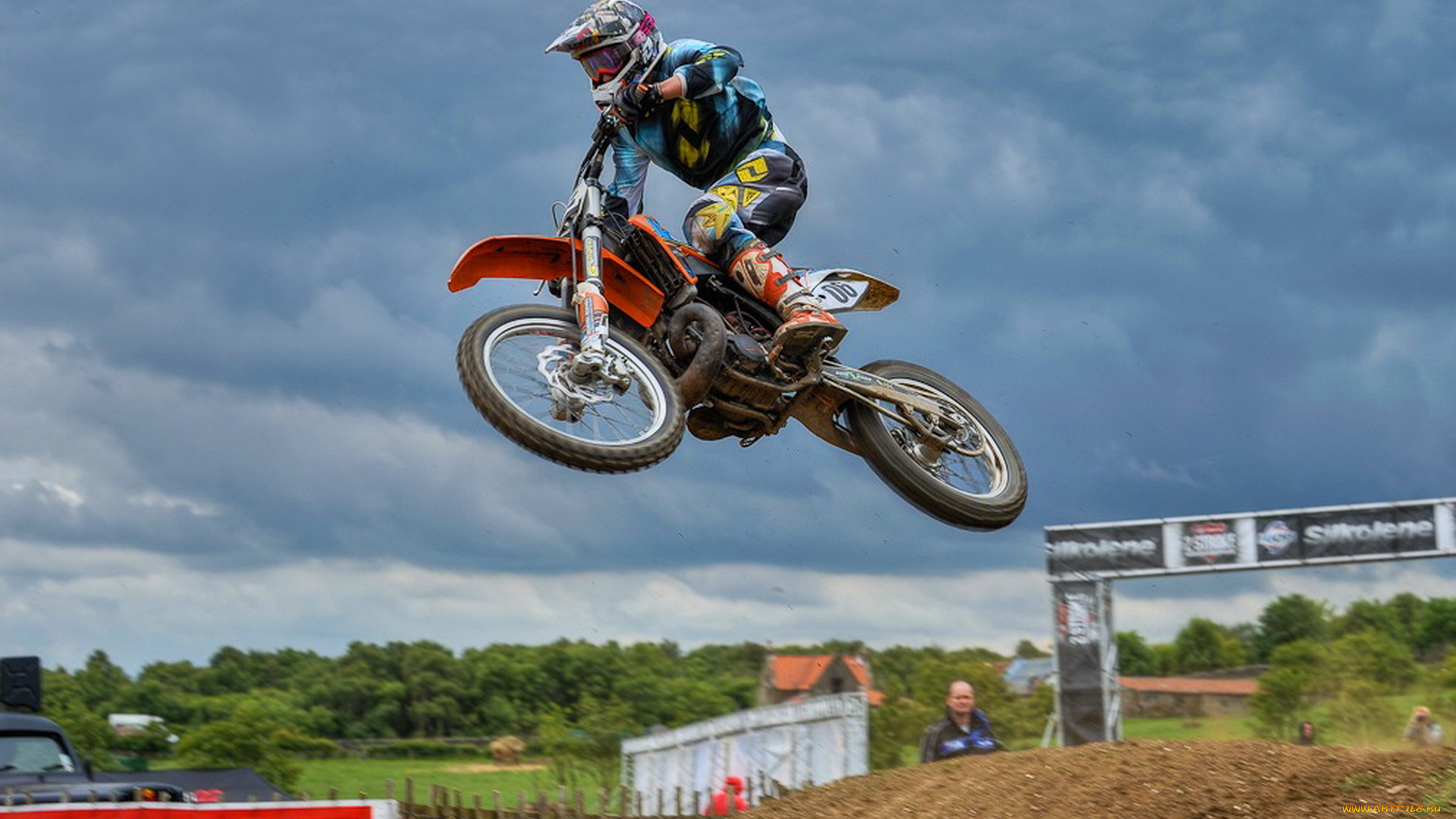 спорт, мотоспорт, человек, шлем, полет, растения