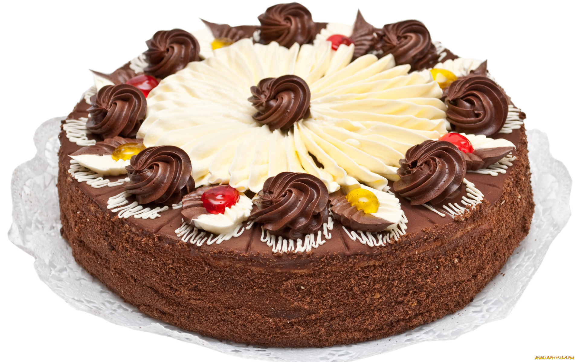 еда, торты, торт, кремом, с, шоколадным