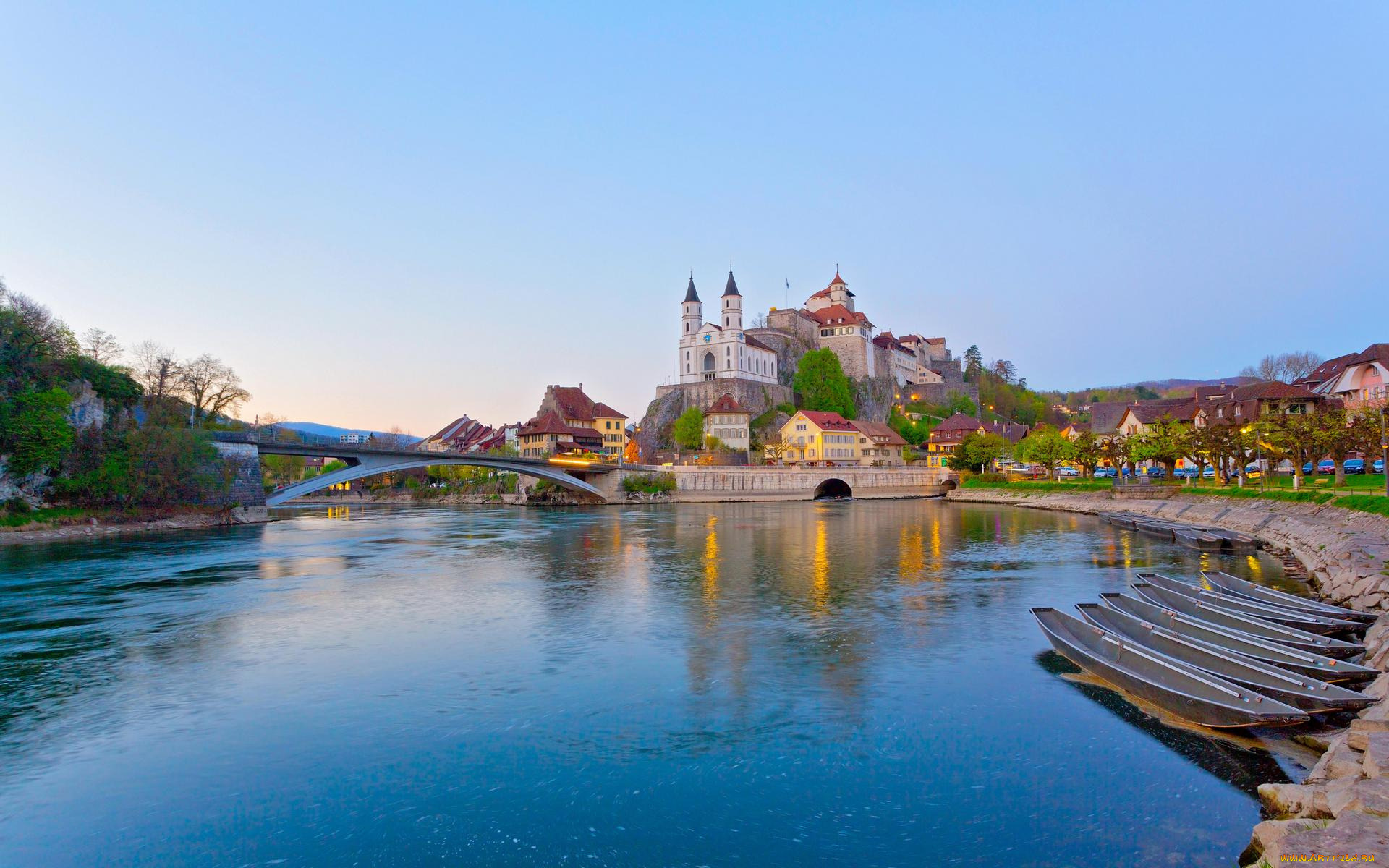города, -, панорамы, швейцария, арбург, switzerland, aarburg