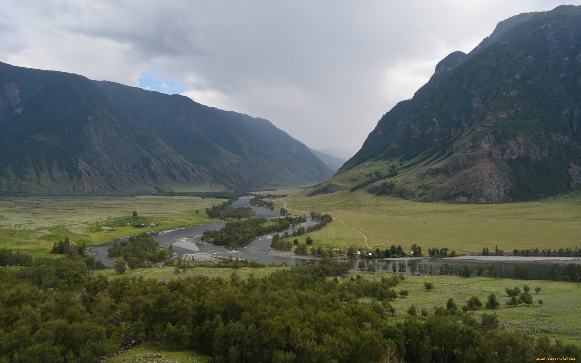 природа, реки, озера, алтай, долина, улышман