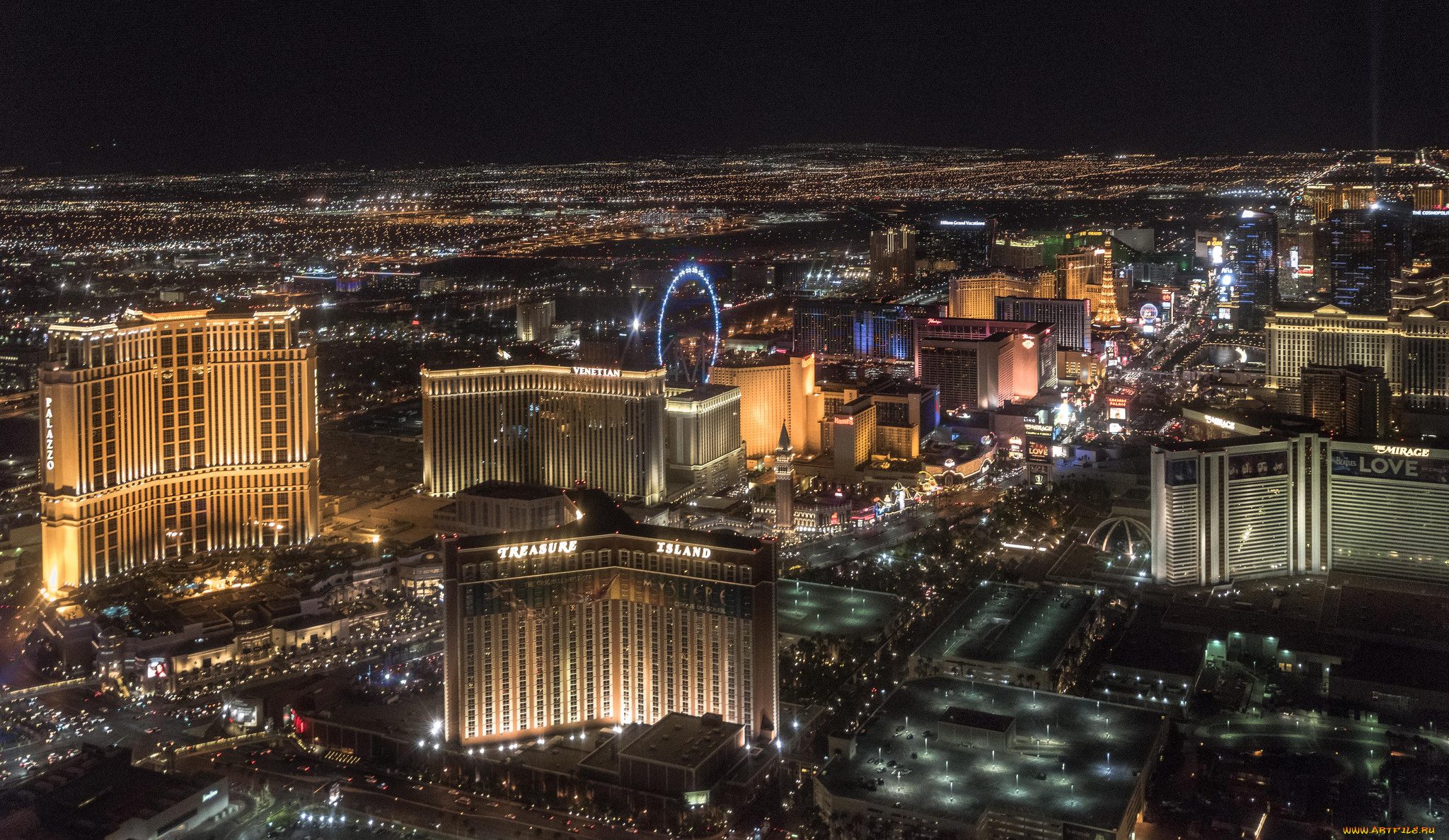 города, лас-вегас, , сша, las, vegas, огни, ночного, дома, город, пейзаж