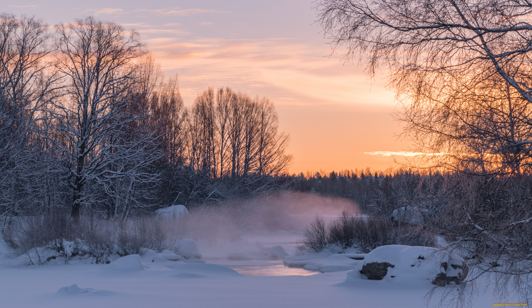 природа, зима, снег, простор