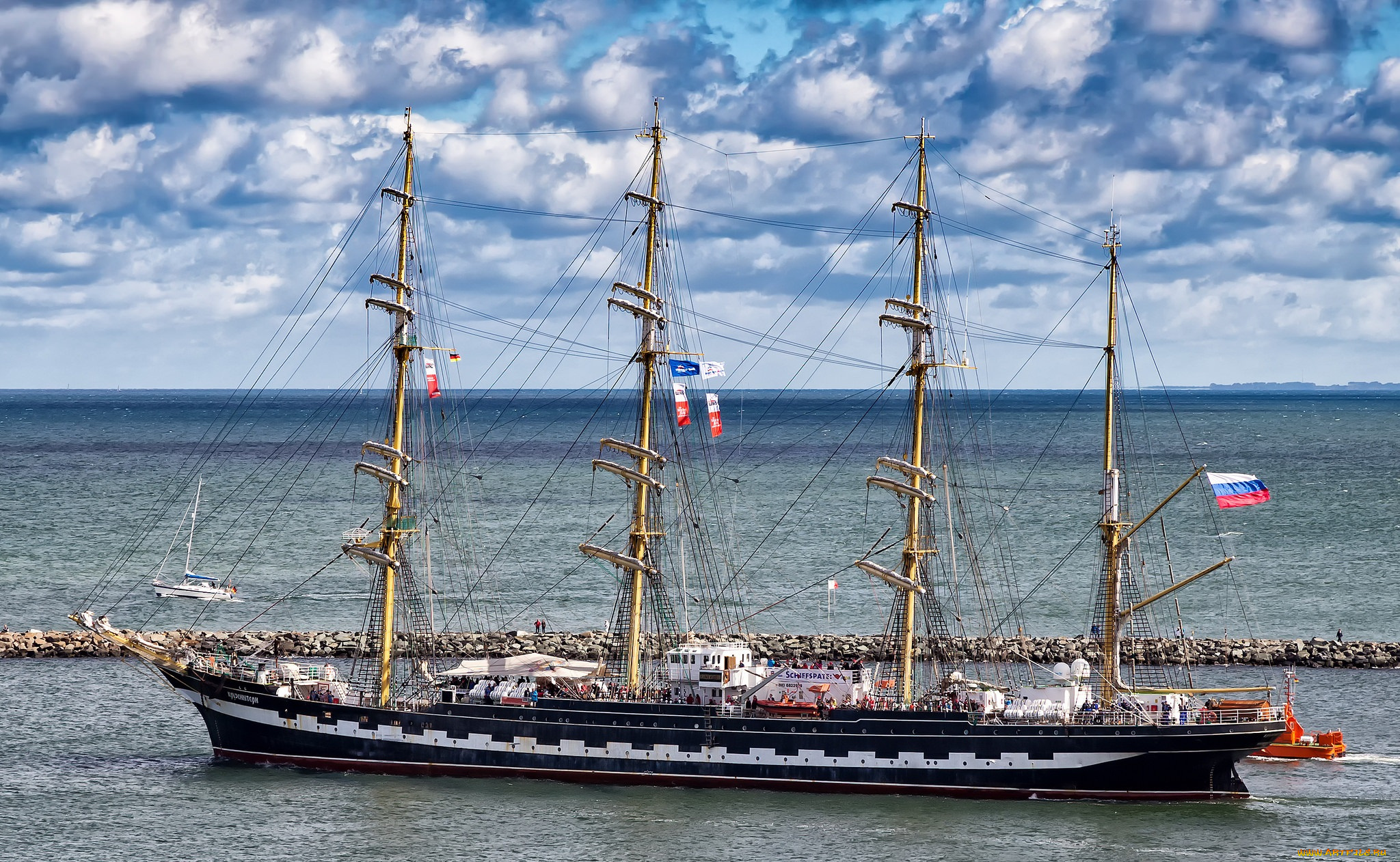 корабли, парусники, паруса, мачты