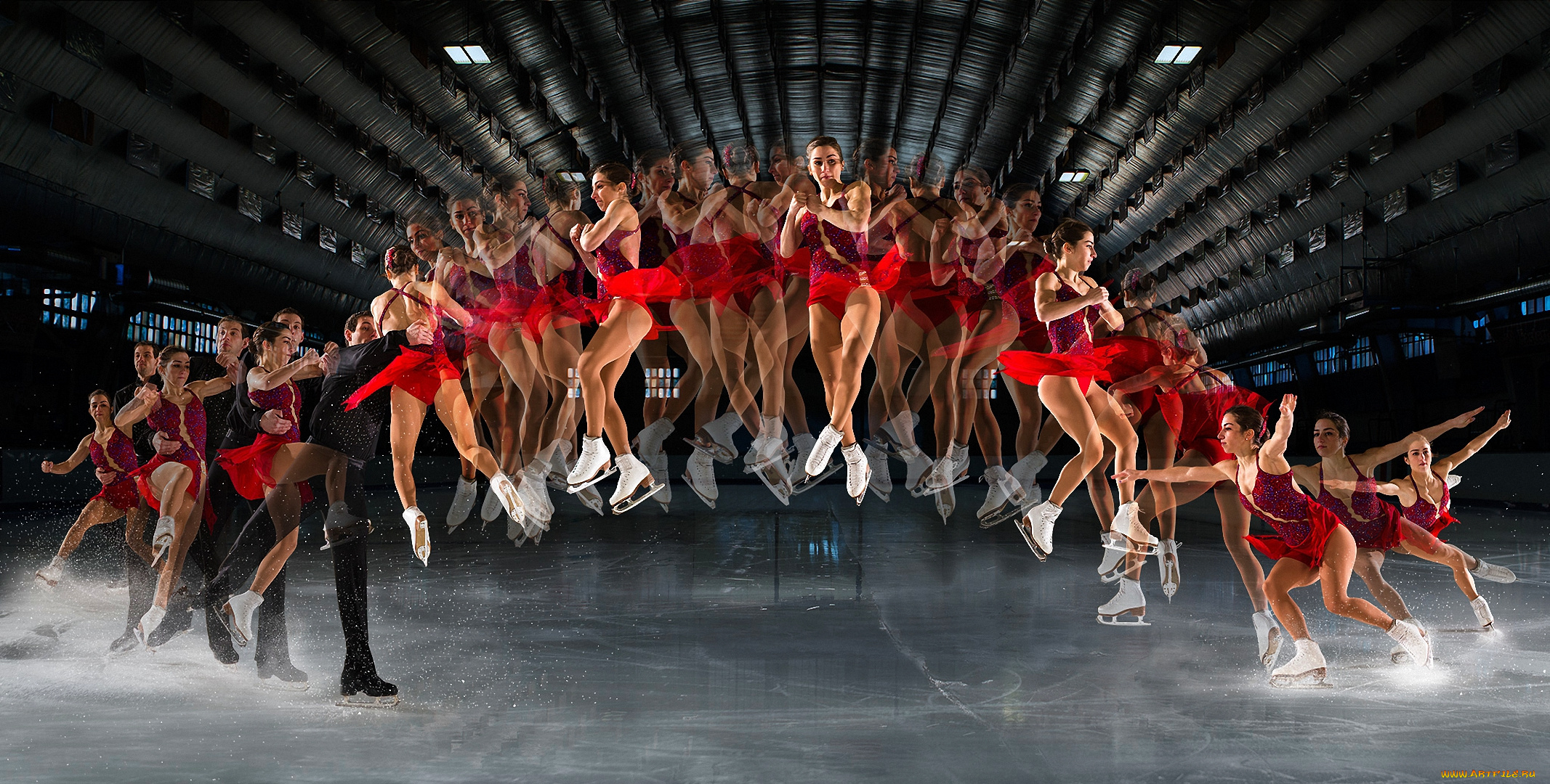 спорт, фигурное, катание, девушка, мужчина, прыжок