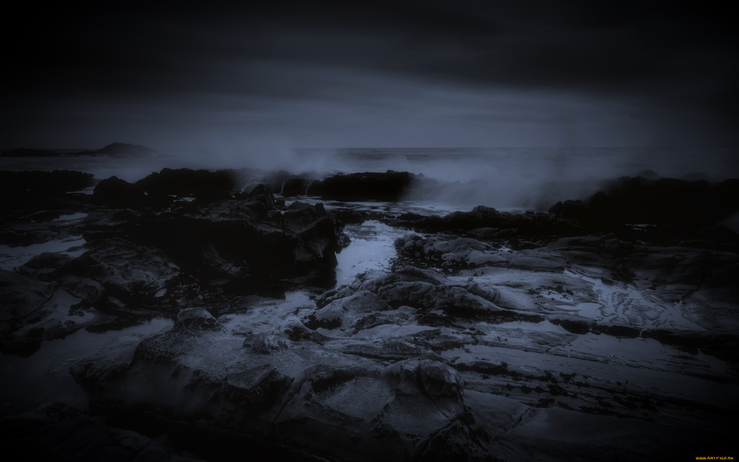 природа, побережье, море, камни