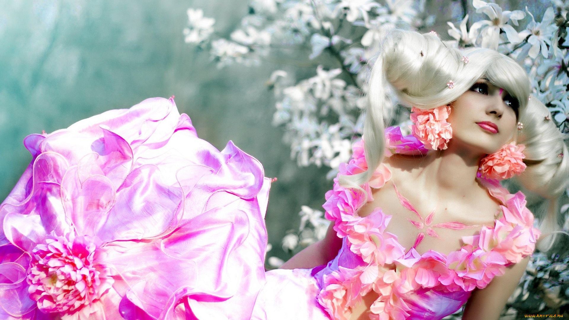 девушки, -unsort, , блондинки, , светловолосые, цветы, блондинка