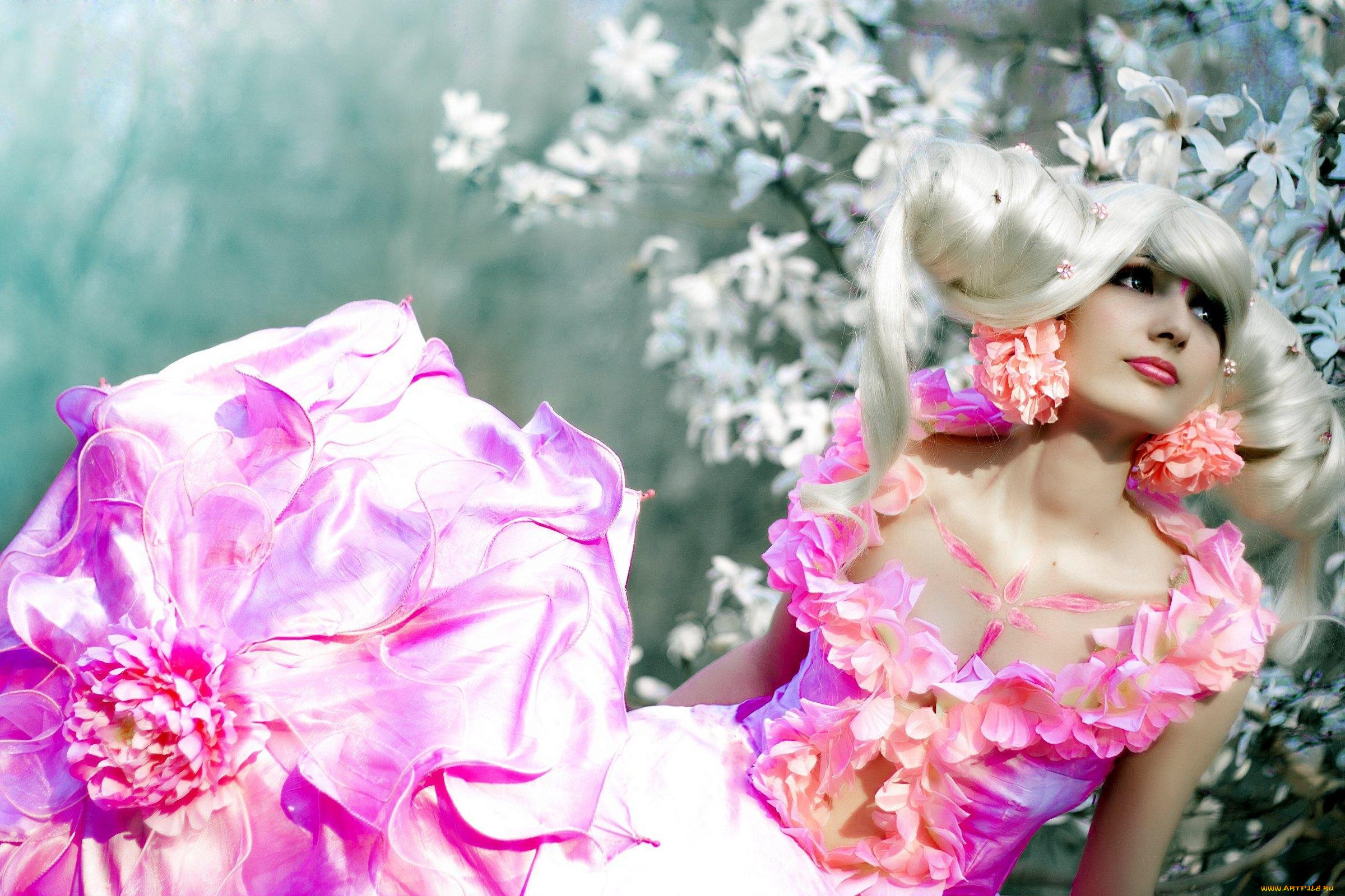 девушки, -unsort, , блондинки, , светловолосые, цветы, блондинка