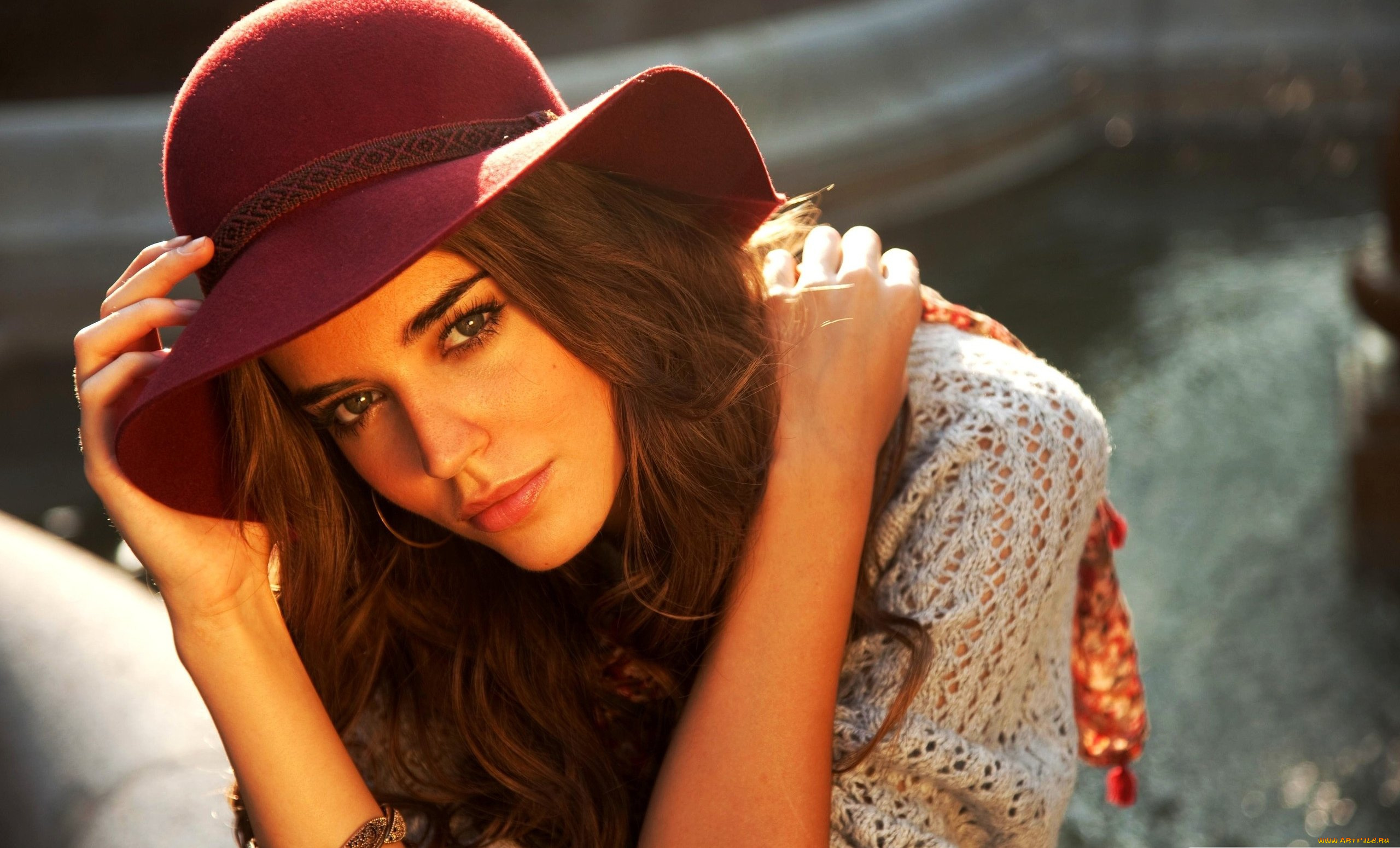 девушки, clara, alonso, шатенка, шляпа, лицо, свитер