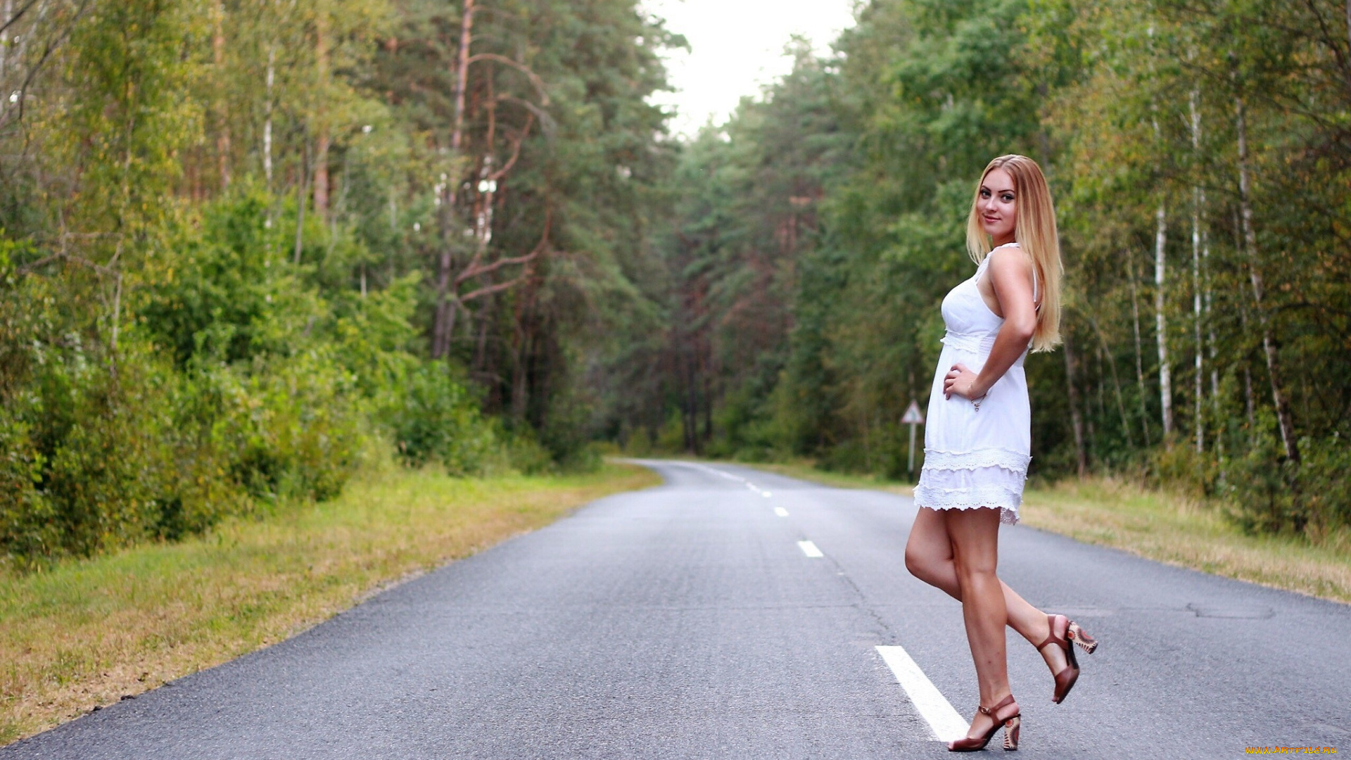 девушки, -, блондинки, , светловолосые, блондинка, дорога, лес