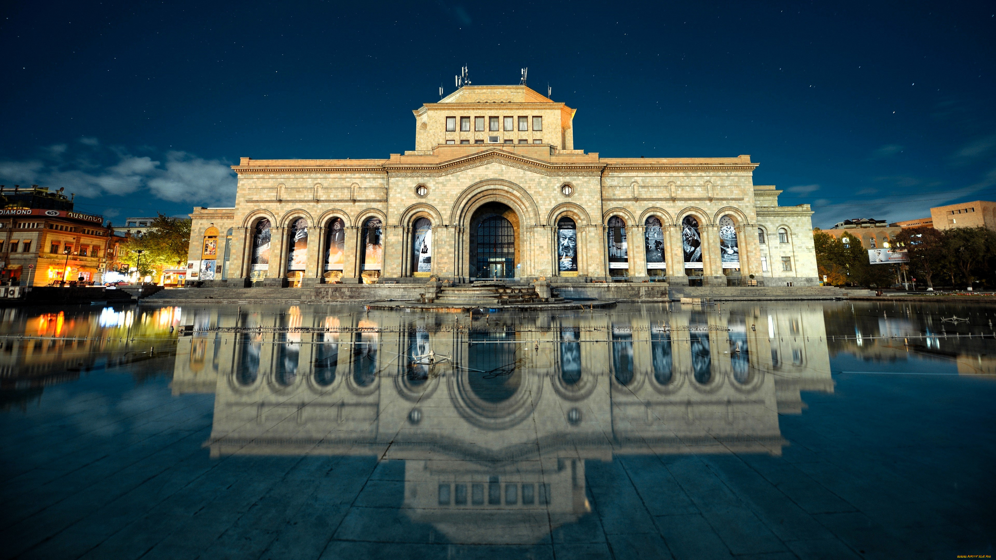 национальный, исторический, музей, армении, города, ереван, , армения, здание, музей, дома, вода