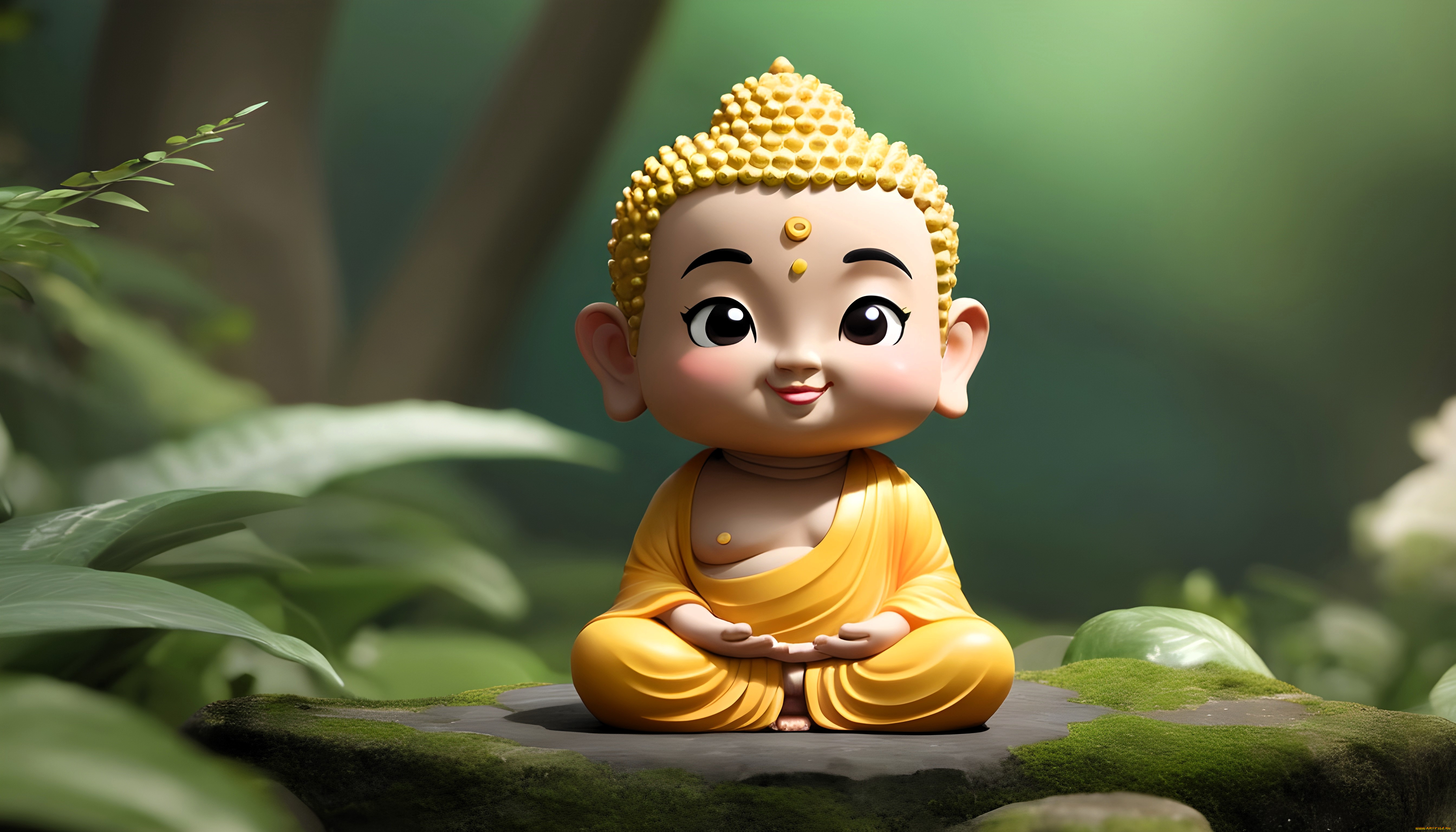 3д, графика, другое, , other, будда, площадка, лес, деревья