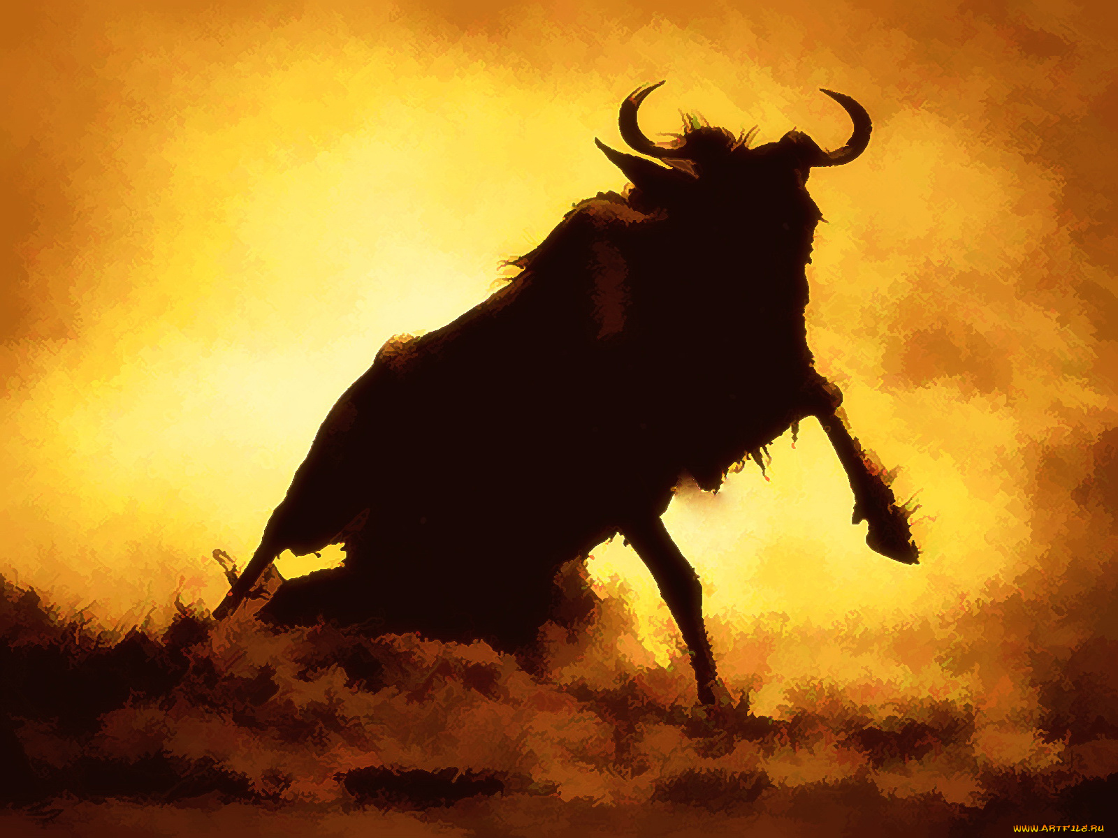 рисованные, животные, тёмный, жёлтый