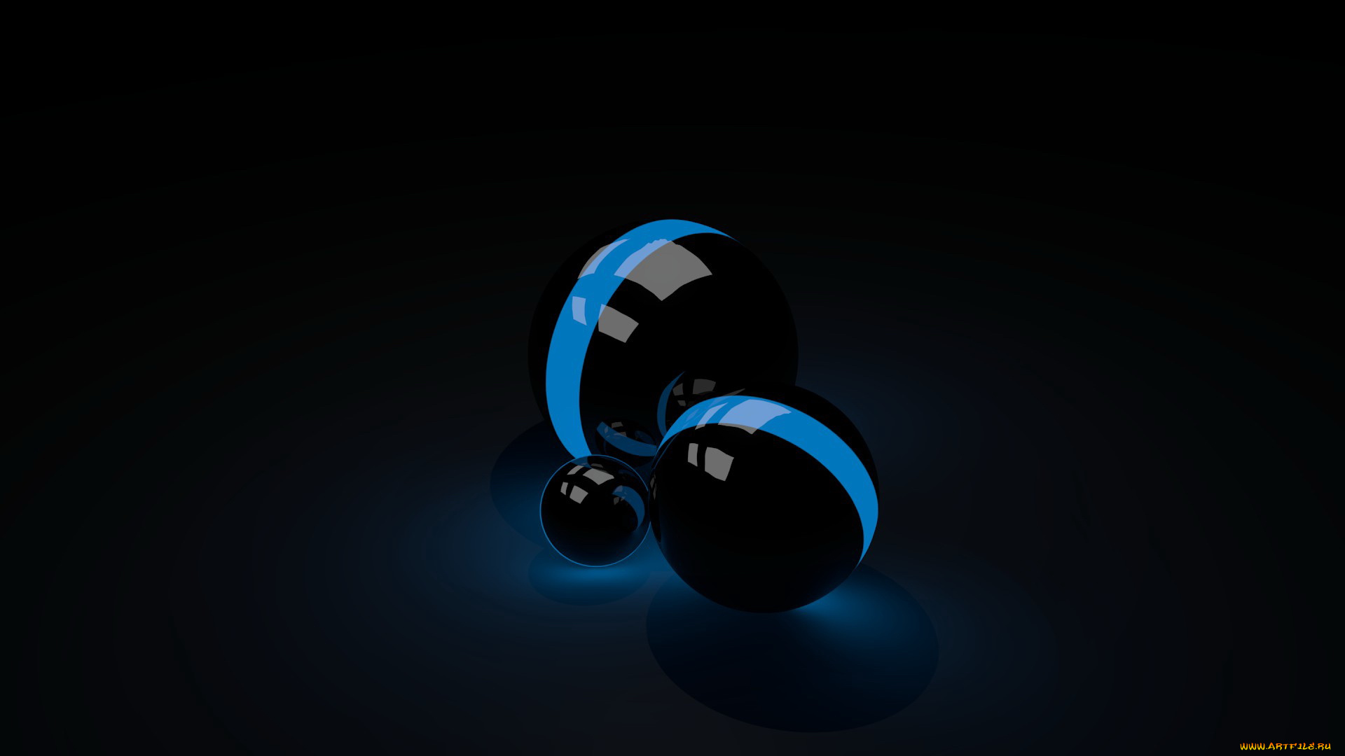 3д, графика, шары, голубой, тёмный