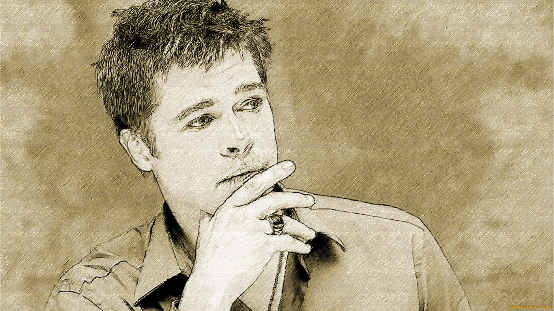 brad, pitt, рисованные, люди, актер