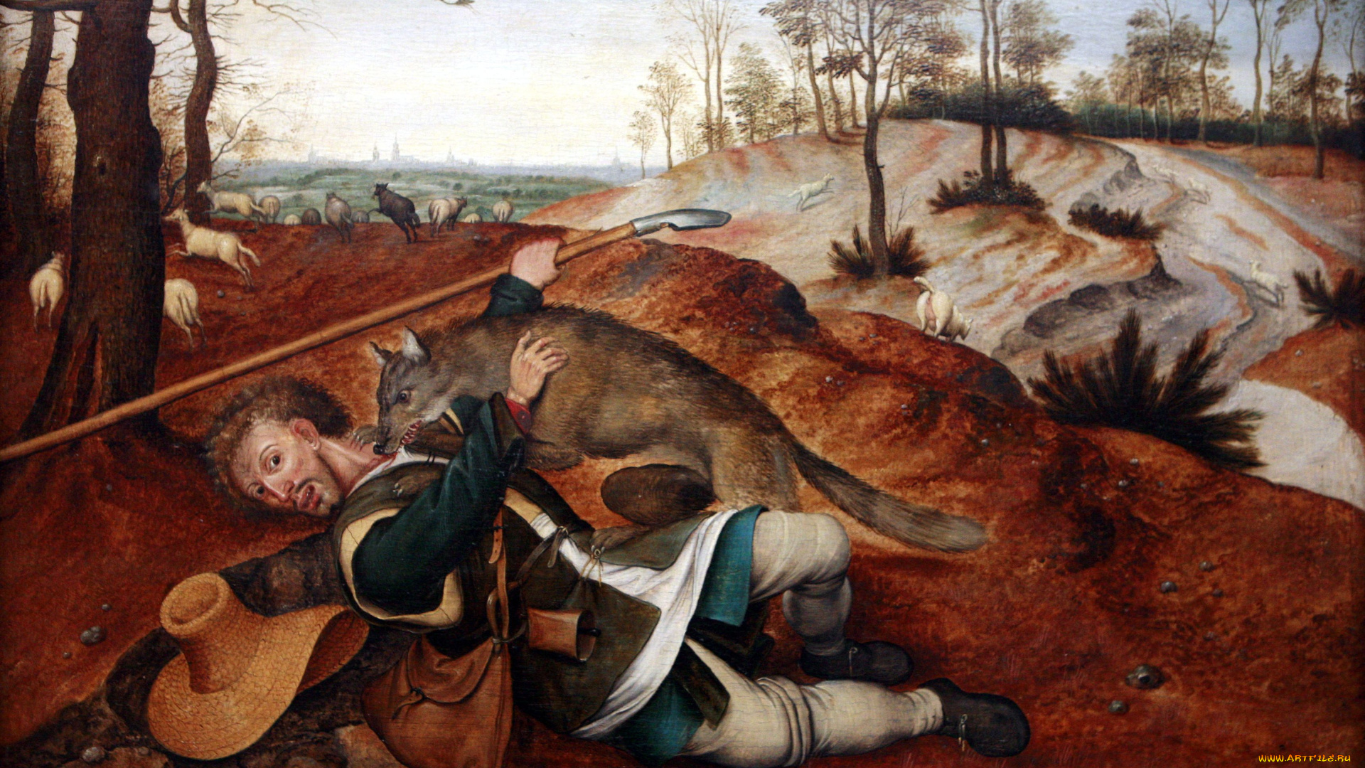 pieter, brueghel, рисованные, bruegel, волк, пастух