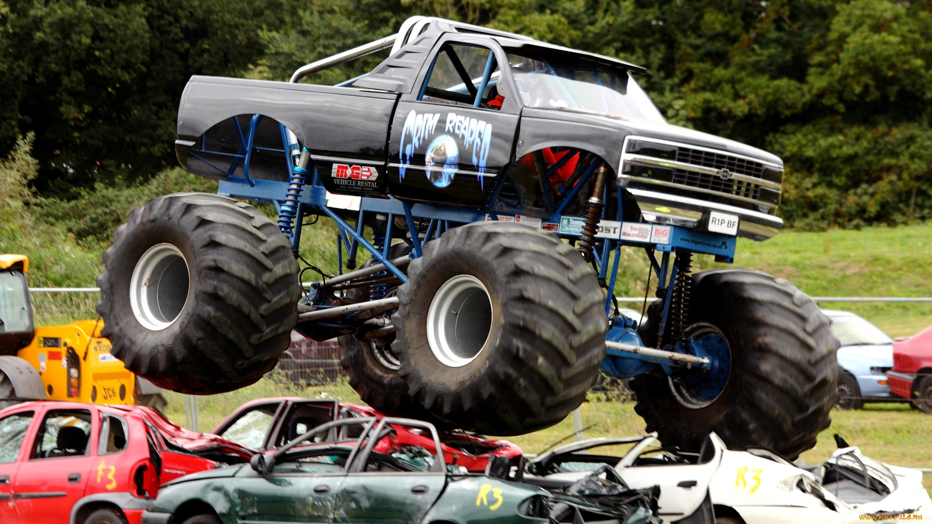 спорт, big, foot, колеса, прыжок