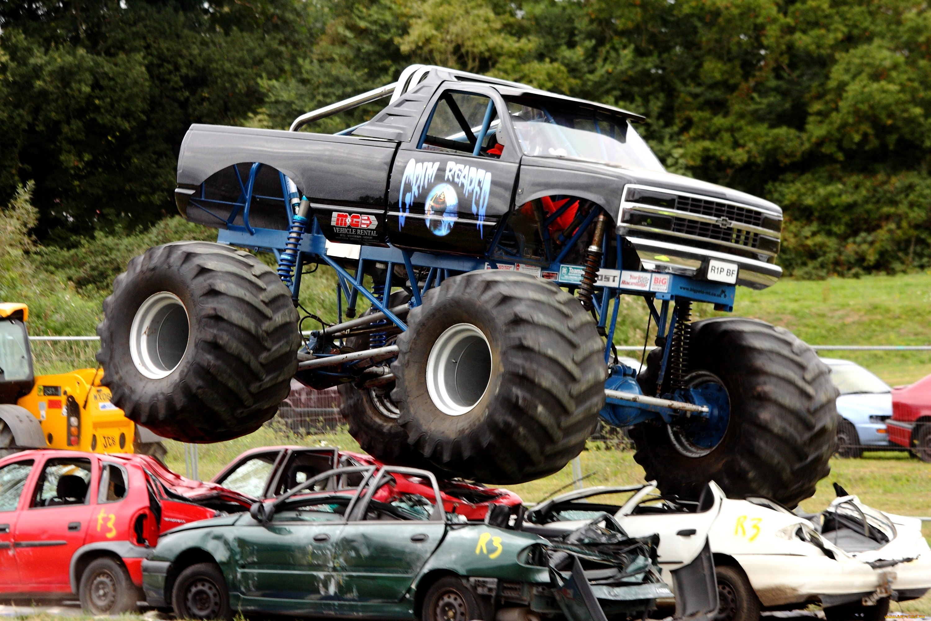 спорт, big, foot, колеса, прыжок