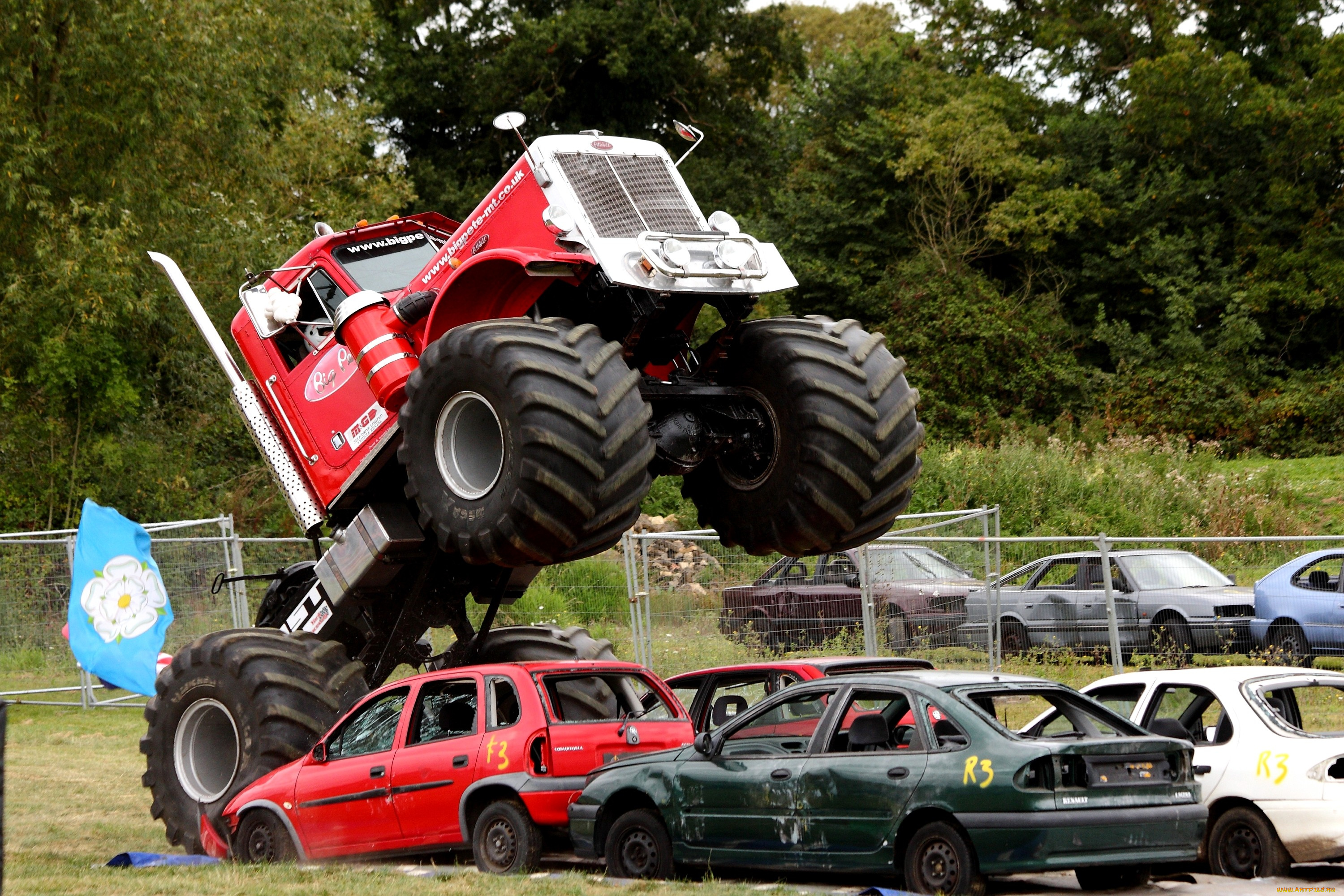 спорт, big, foot, прыжок, колеса, грузовик